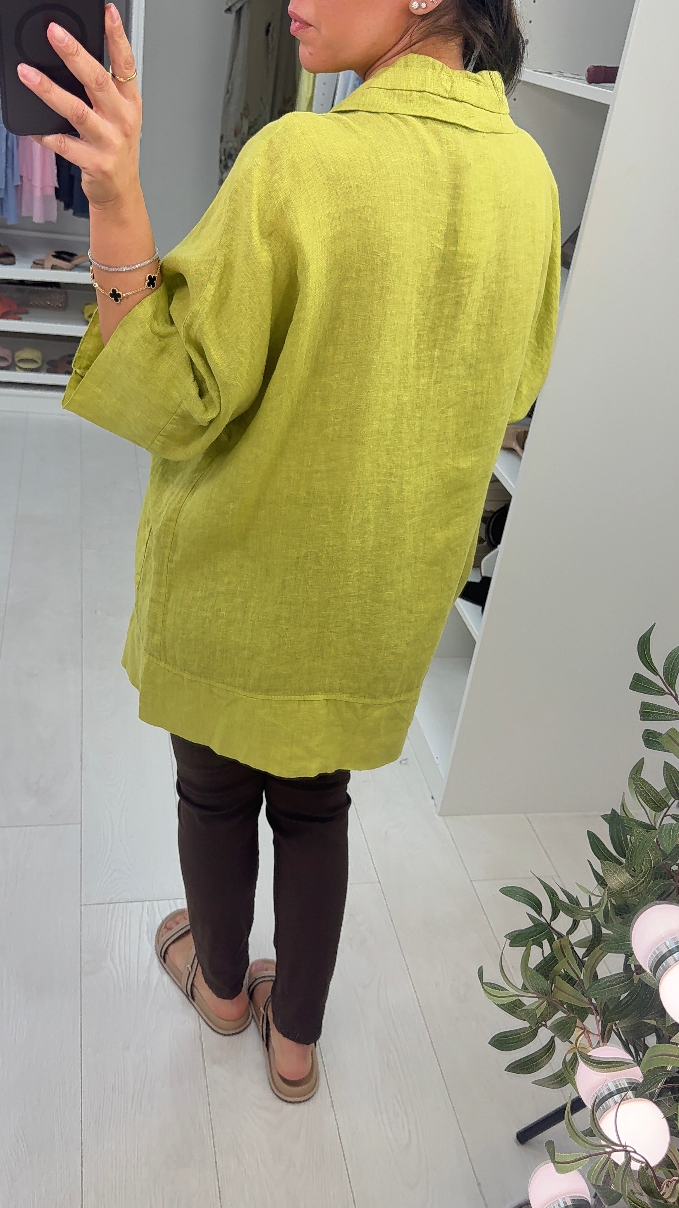 Zora Plain Zip Front Lightweight Linen Jacket