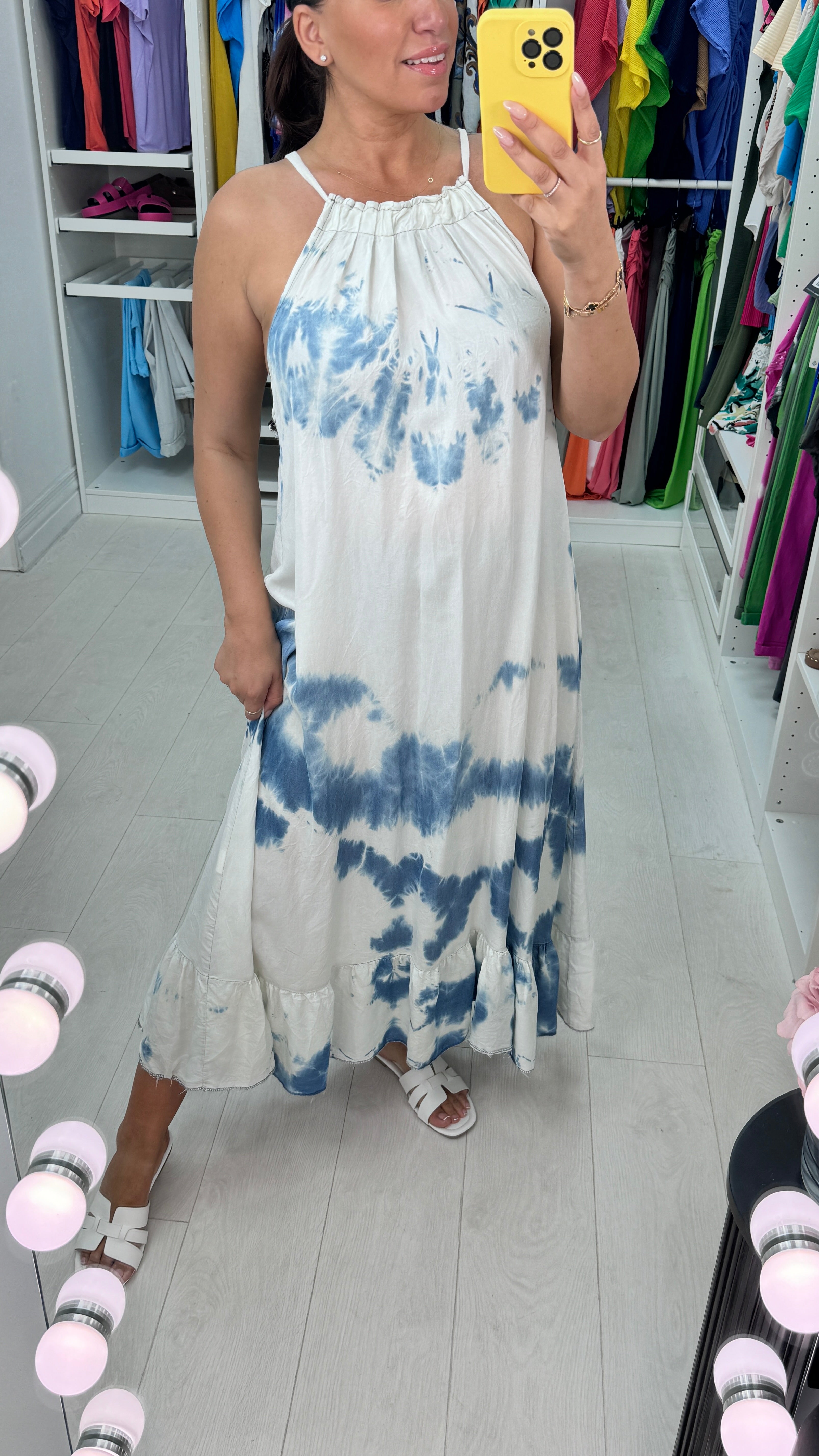 Aspen Tie Dye Adjustable Halter Neck Dress