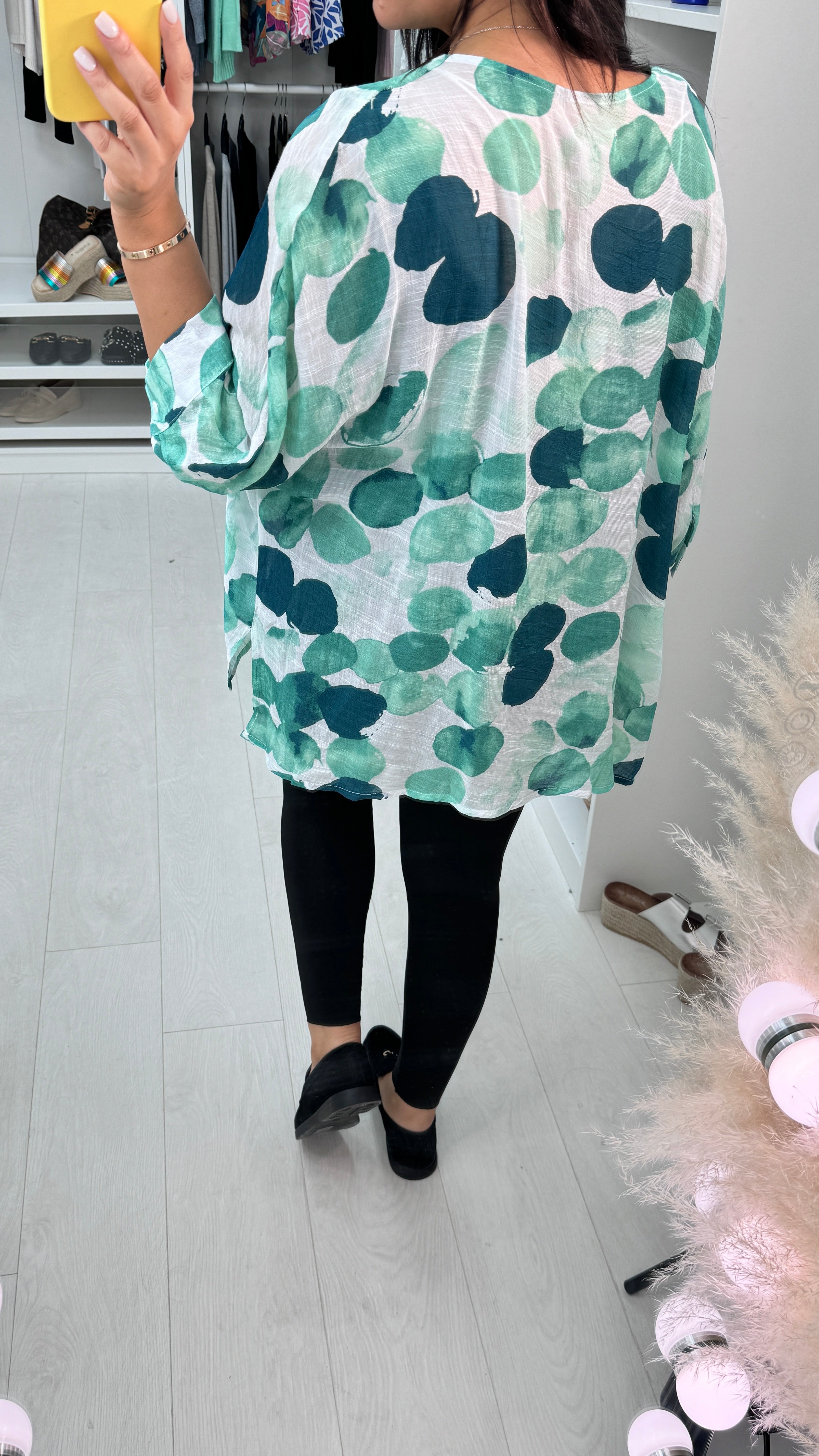 Trill Multi Emerald Spot Print Batwing Top