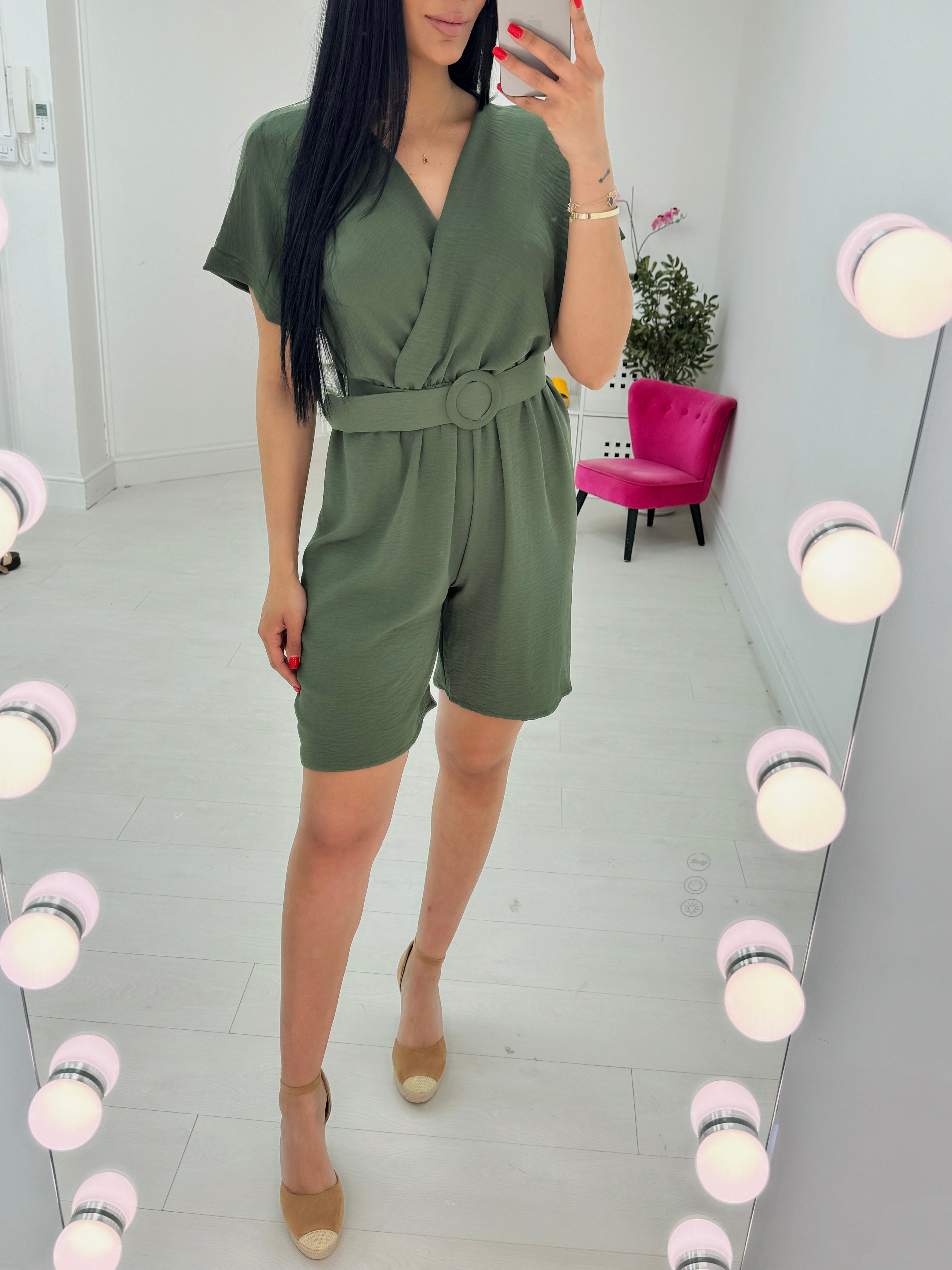 Haleigh Plain Belted Playsuit