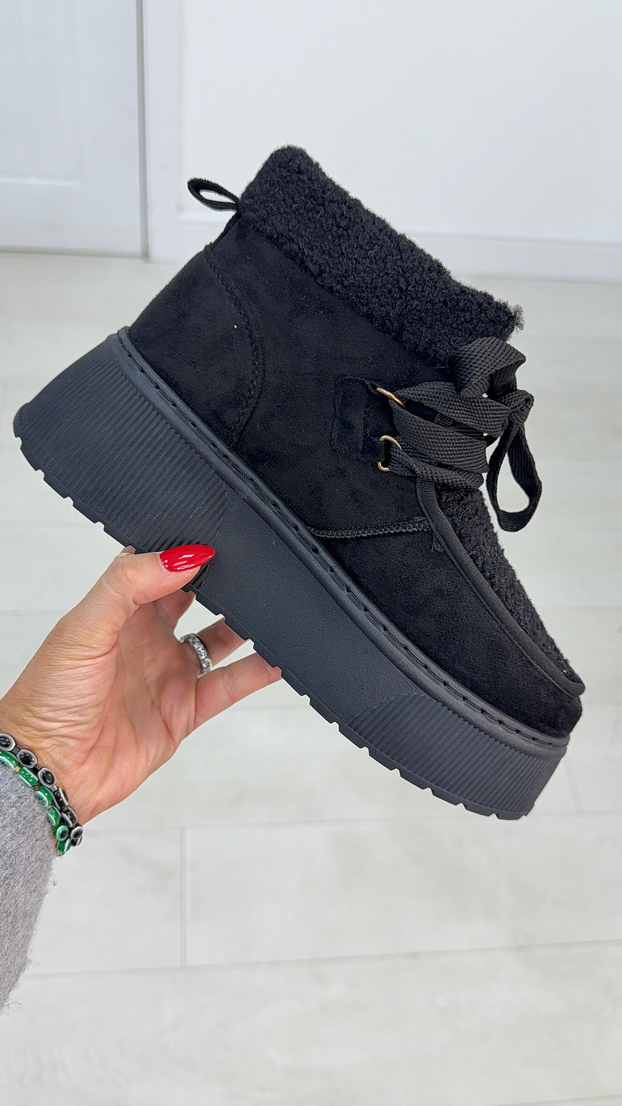 Tessa Faux Suede & Boucle Platform Boots