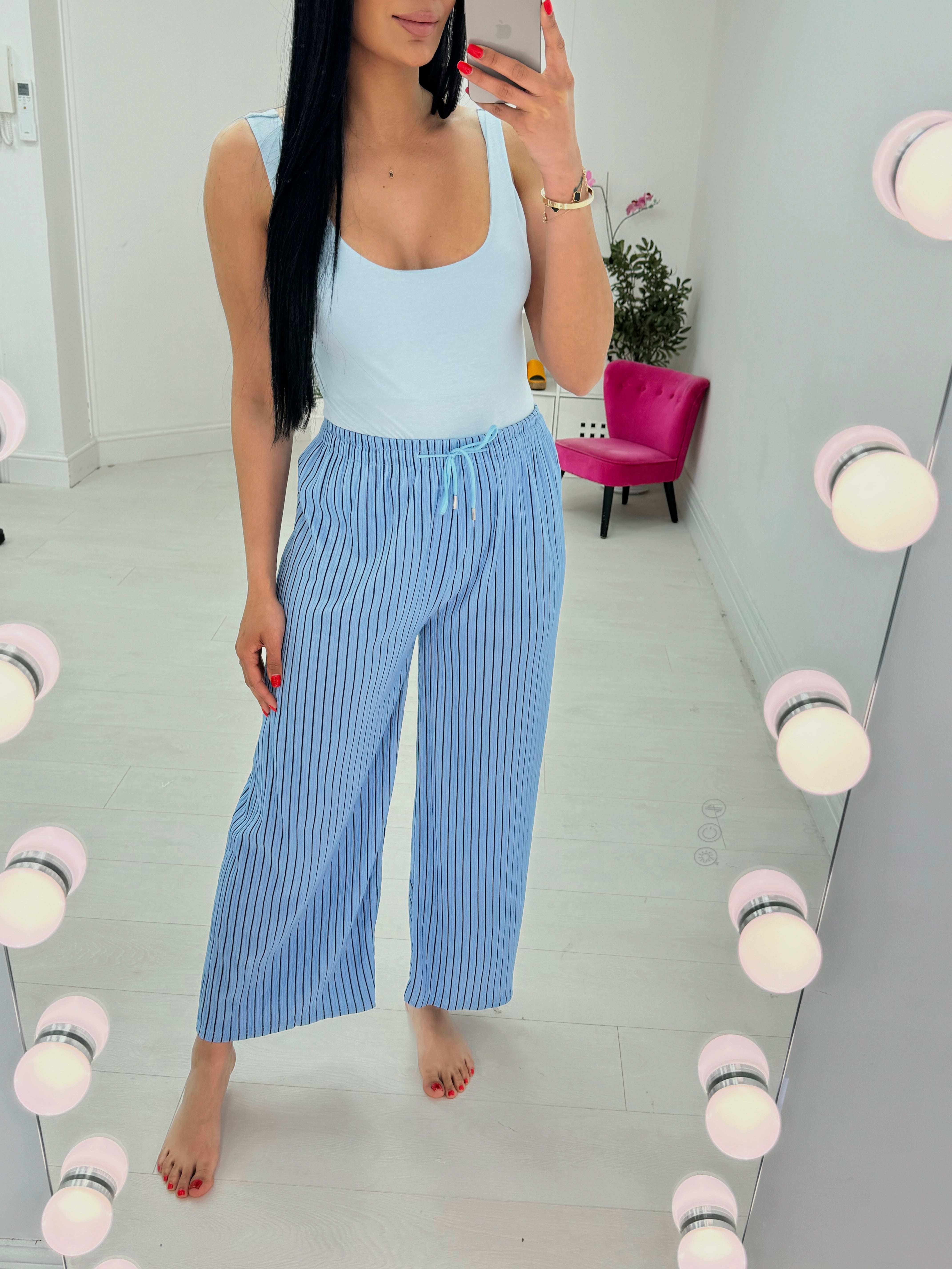 Shania Pleated Striped Trousers