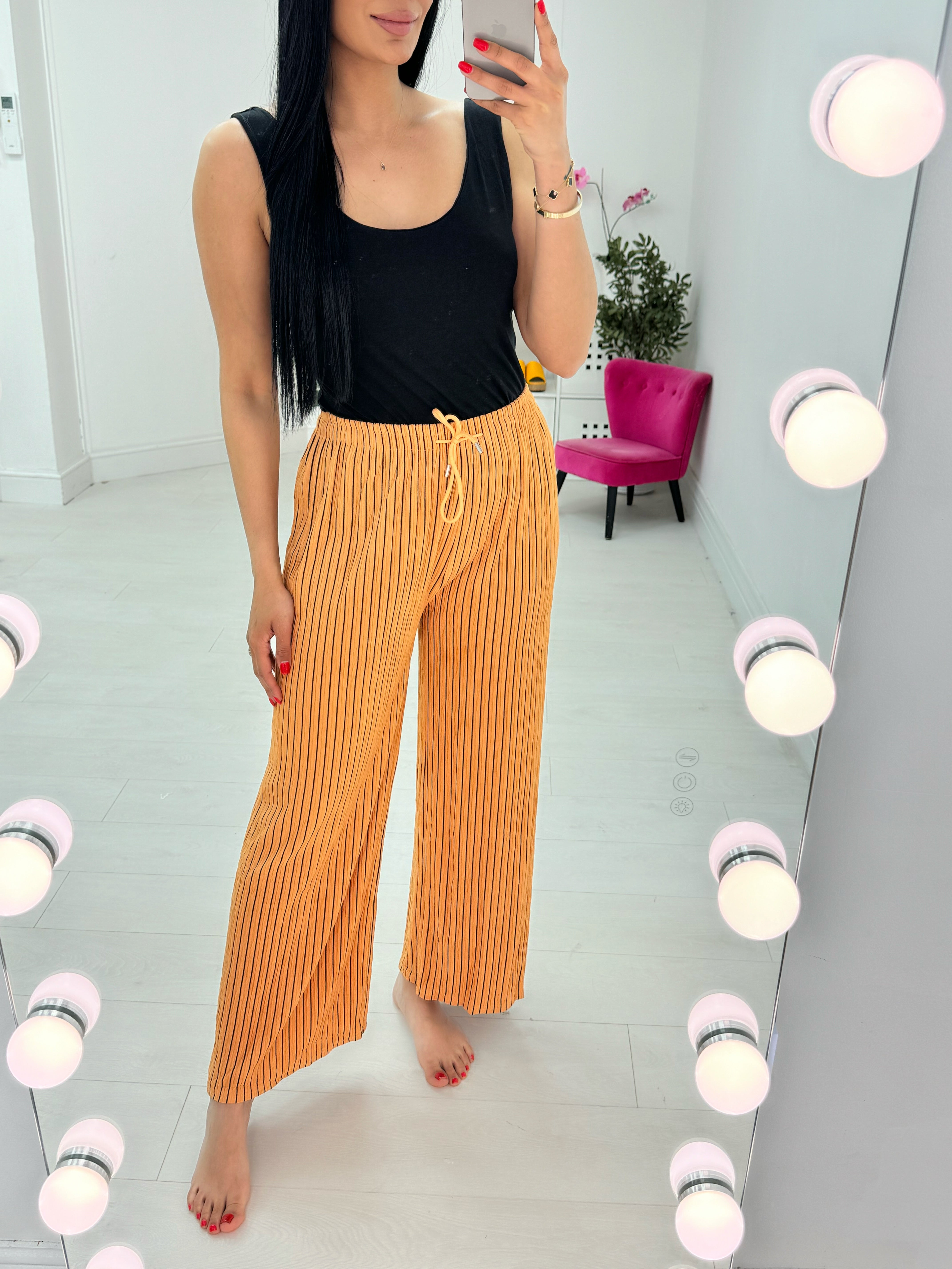 Shania Pleated Striped Trousers