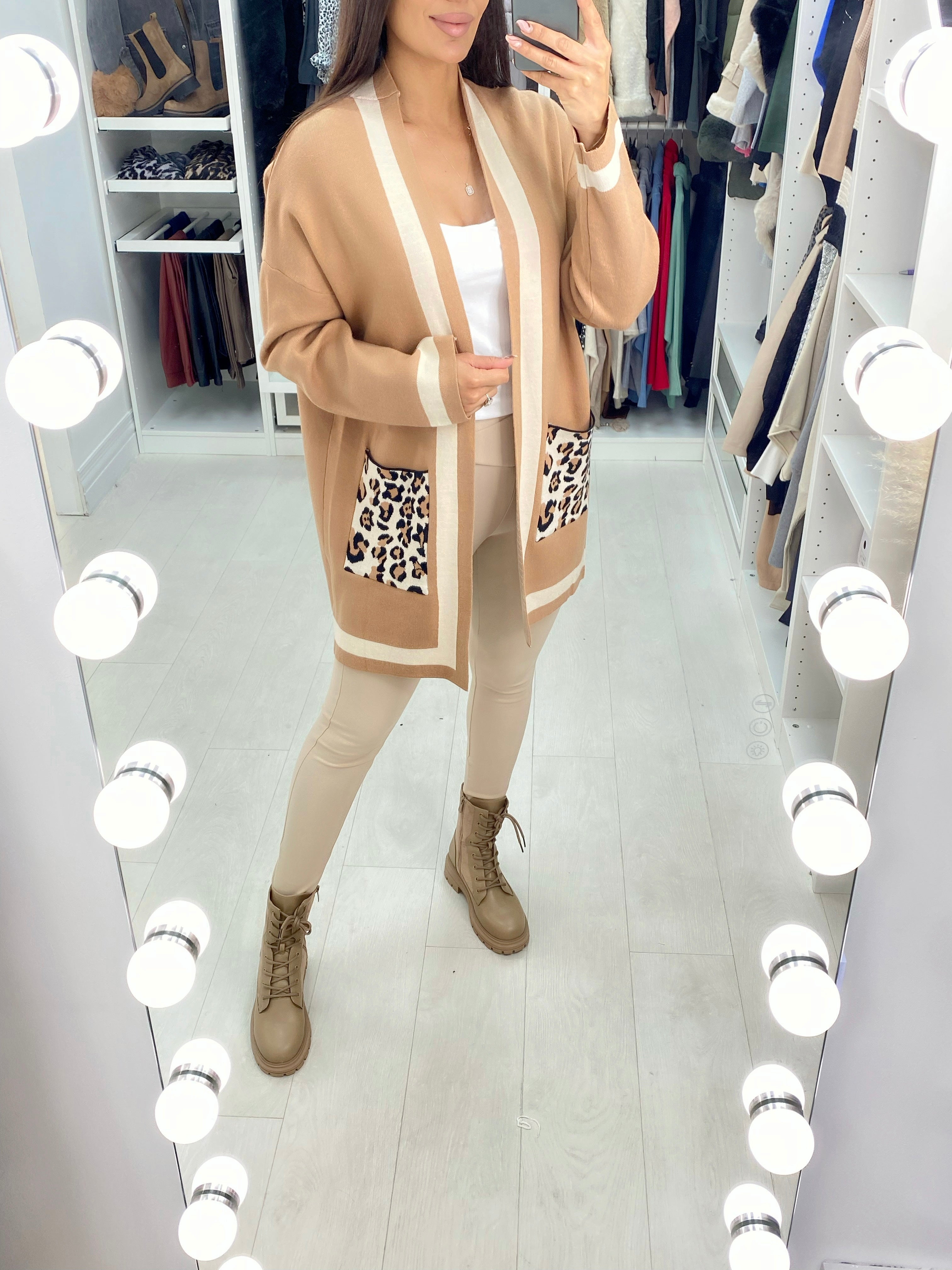 Gabri Leopard Print Deep Pocket Cardigan