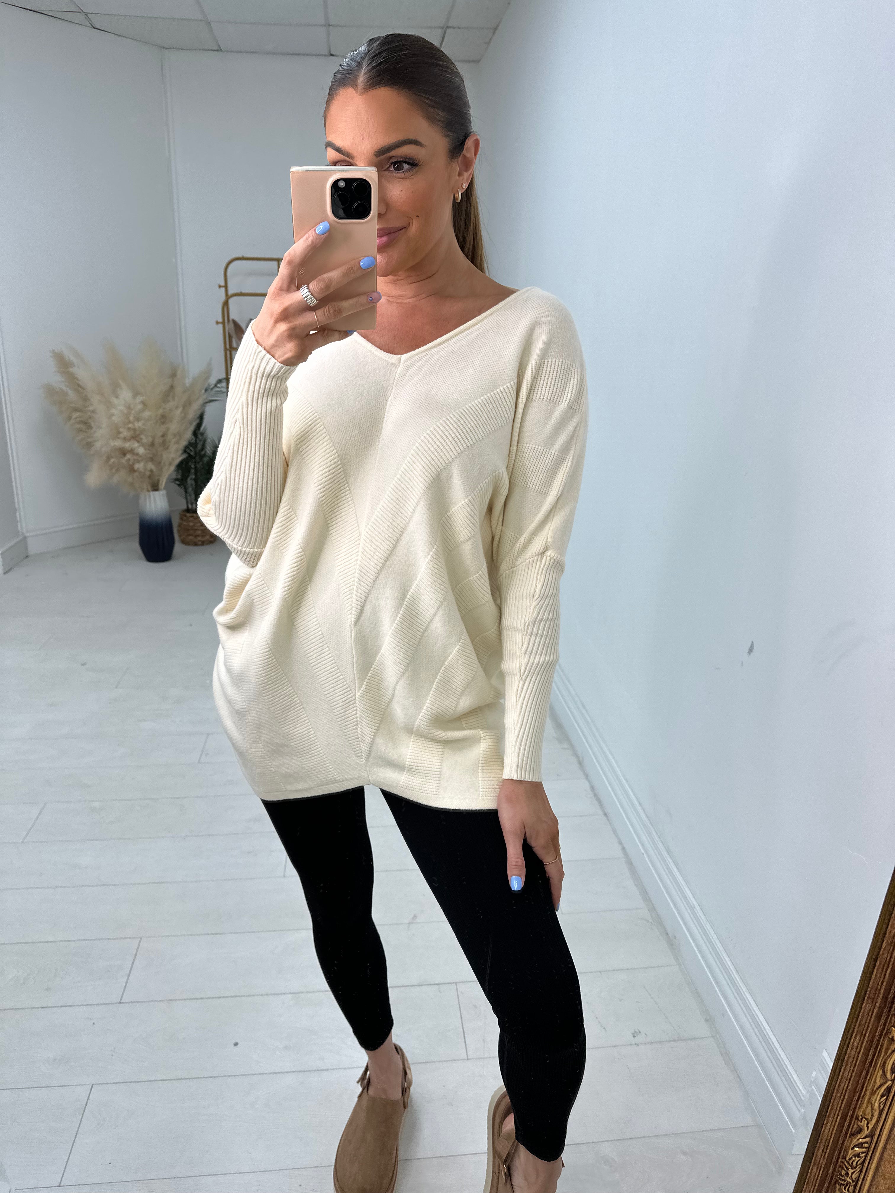 Inayda Crochet Back Detailed Batwing Jumper