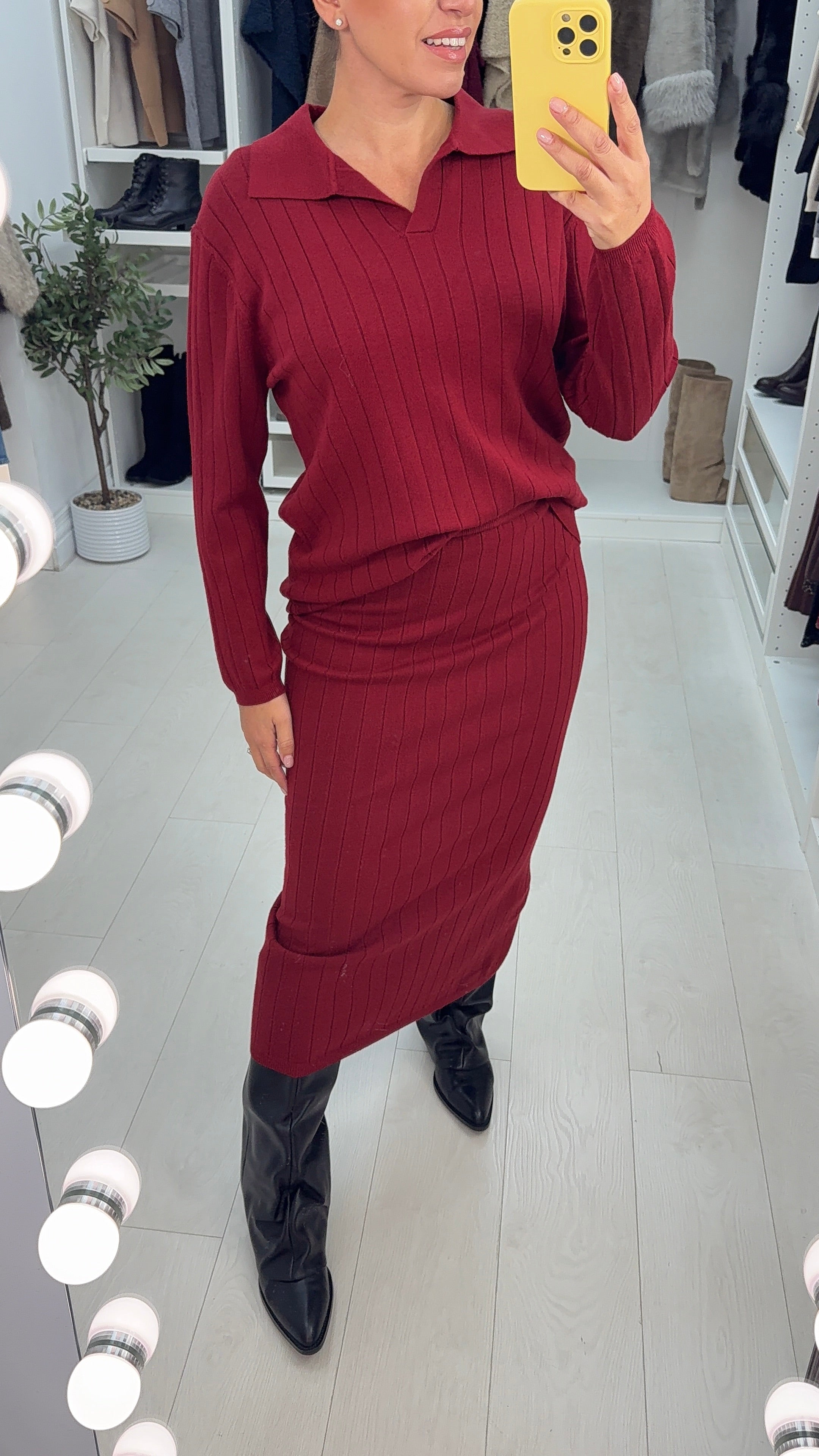 Zasha Plain Ribbed Skirt Co-Ord Set