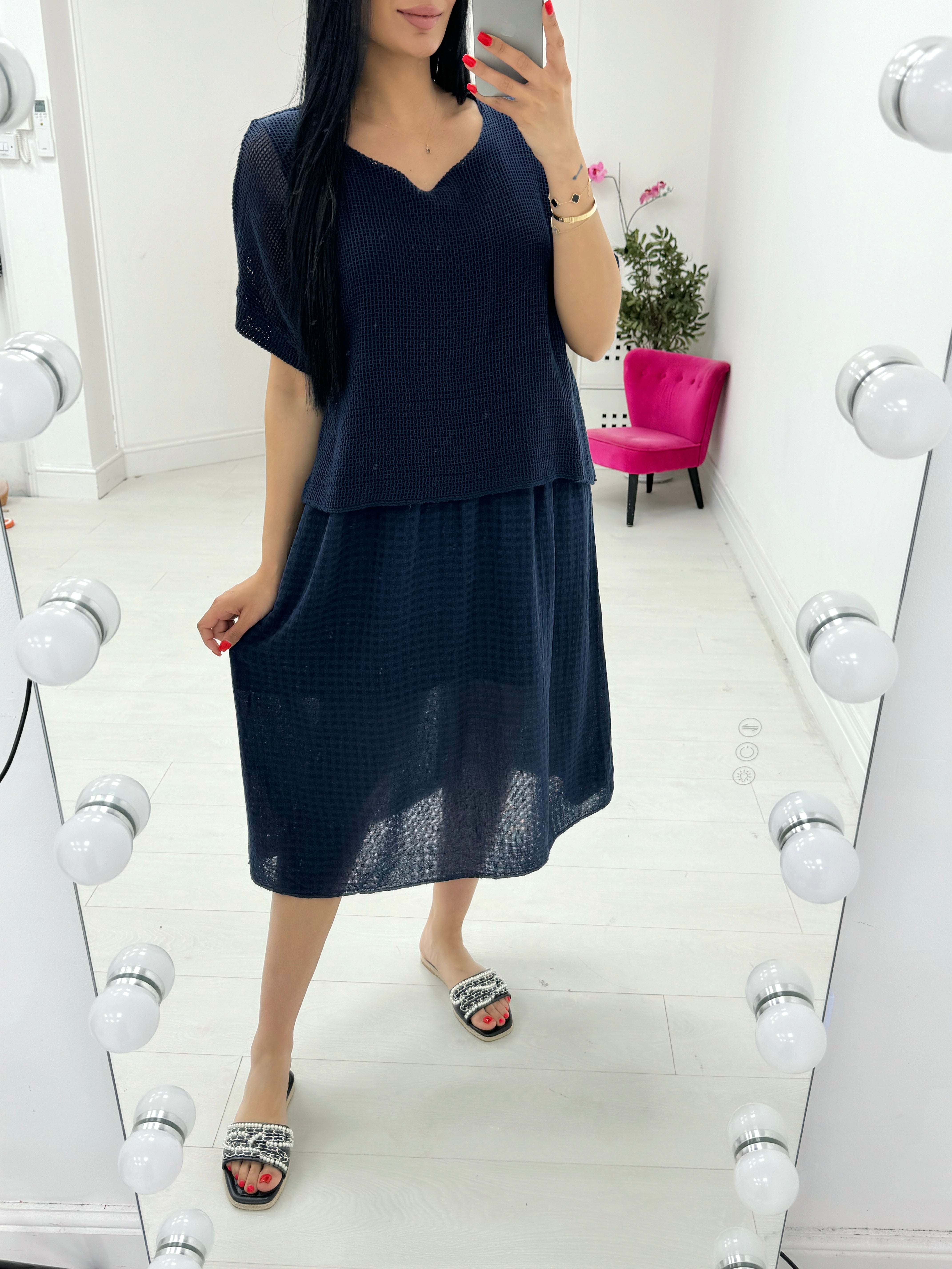 Alessandra Crochet 2 Piece Midi Dress