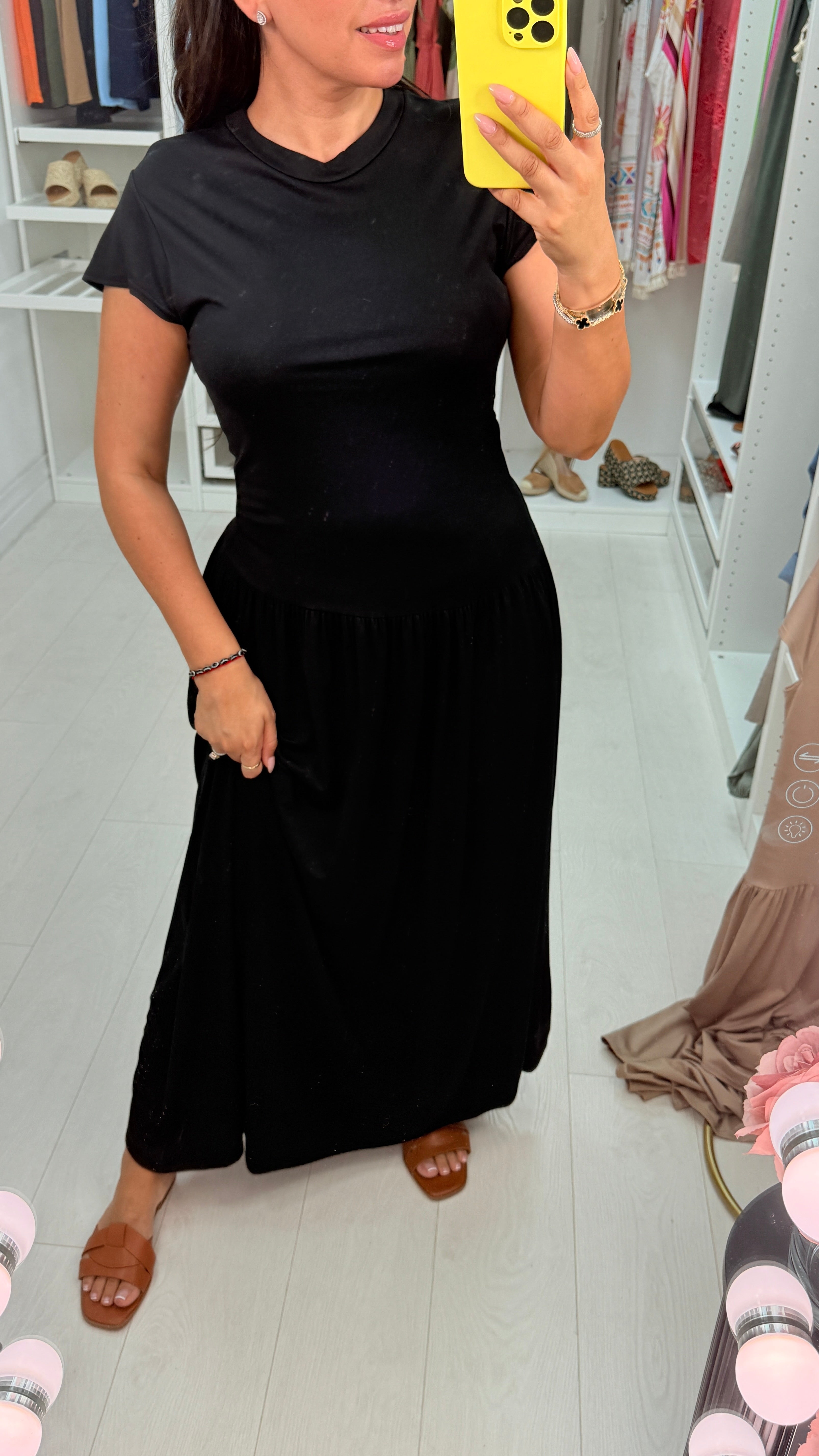 Bindi Plain Short Sleeve Maxi Poplin Dress