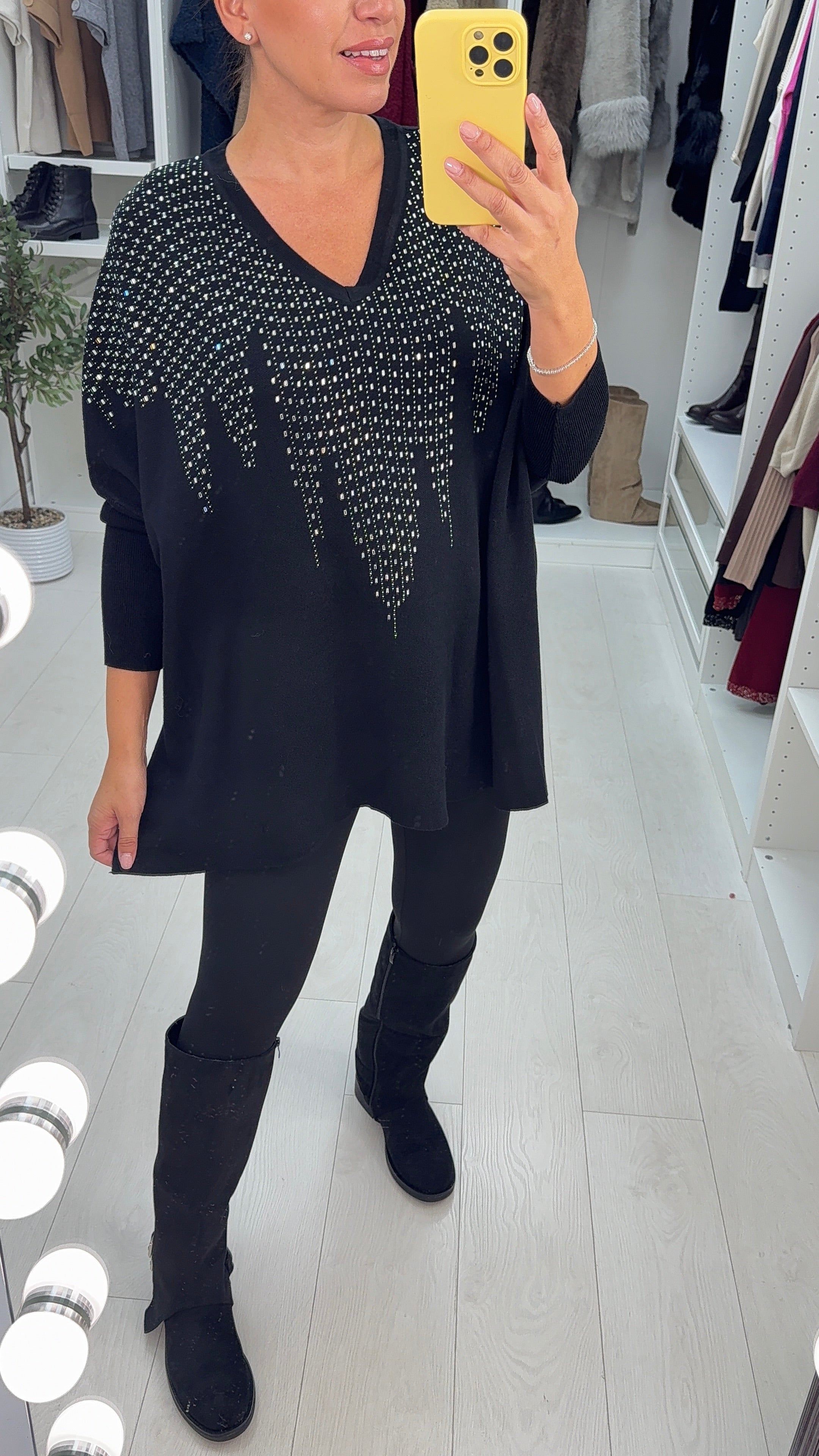 Berrie Diamante Detail Loose Fit Jumper