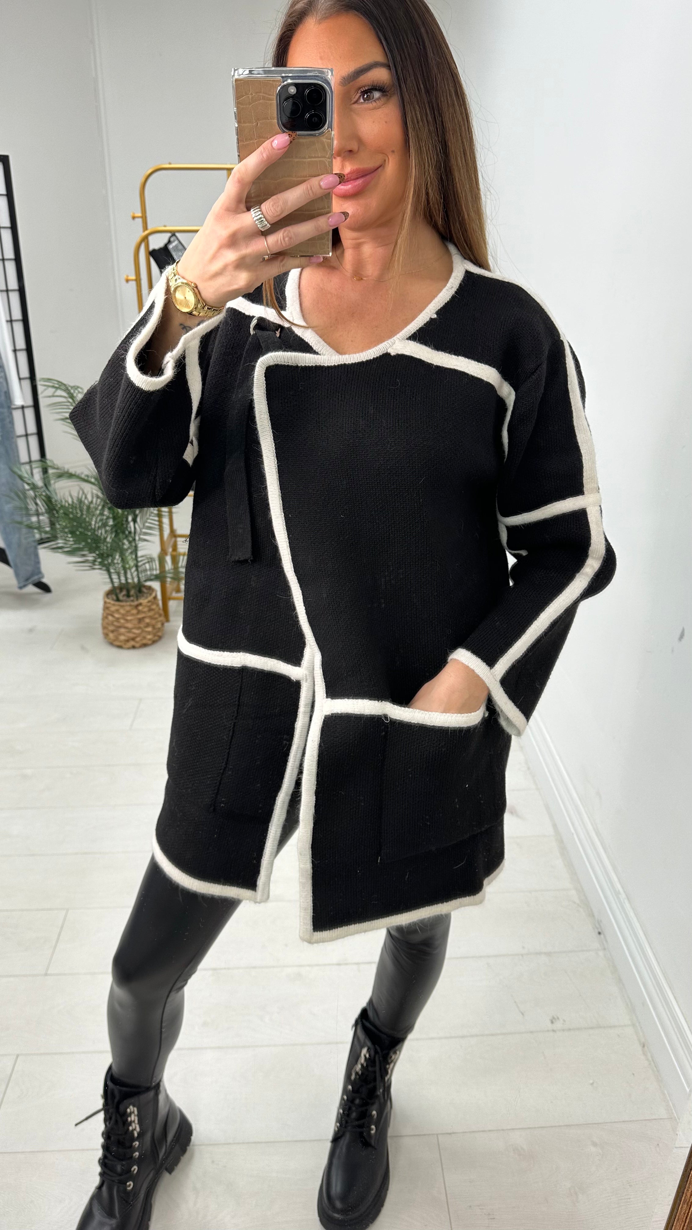 Chernette Detailed Hem Chunky Cardigan