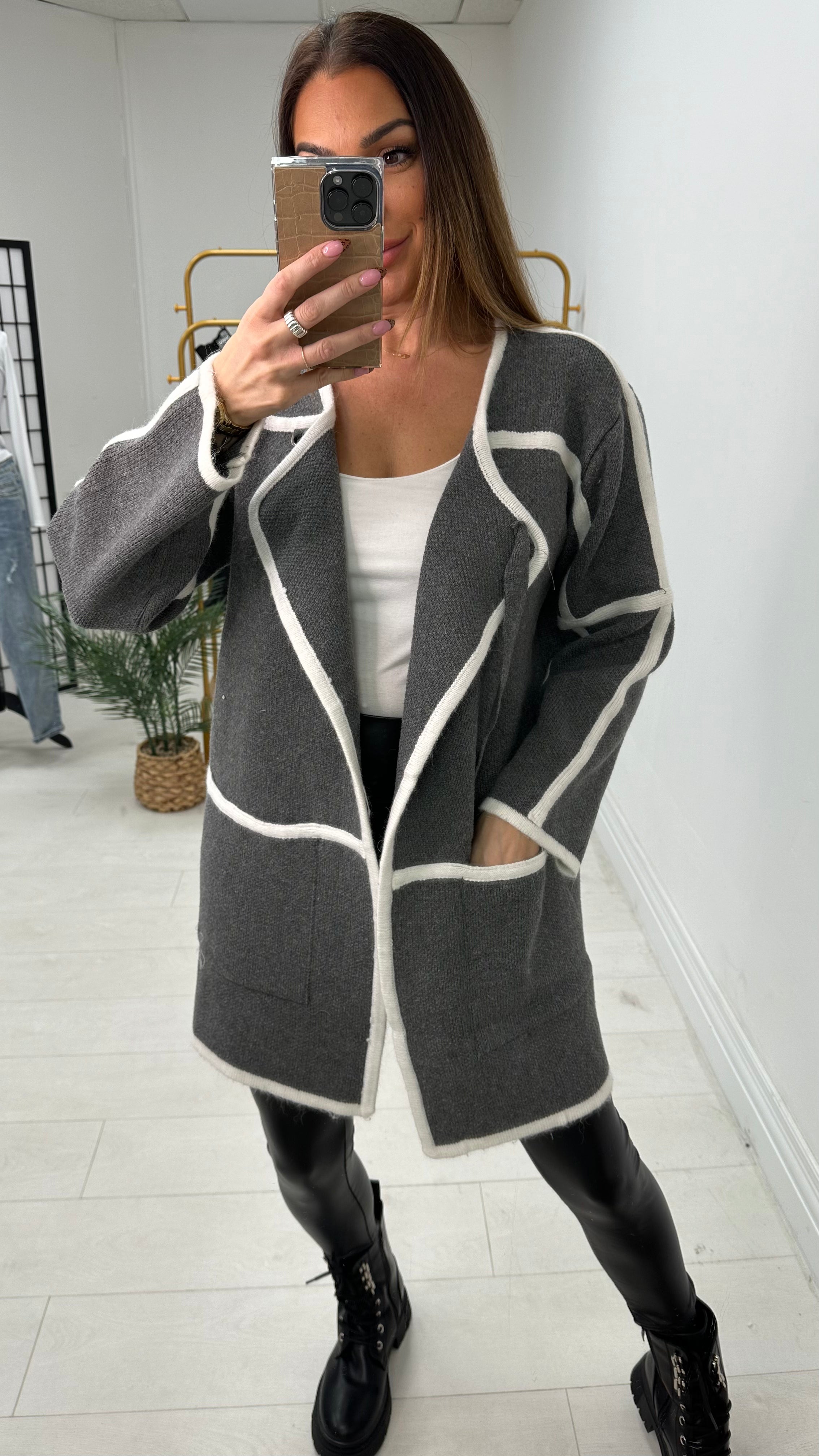 Chernette Detailed Hem Chunky Cardigan