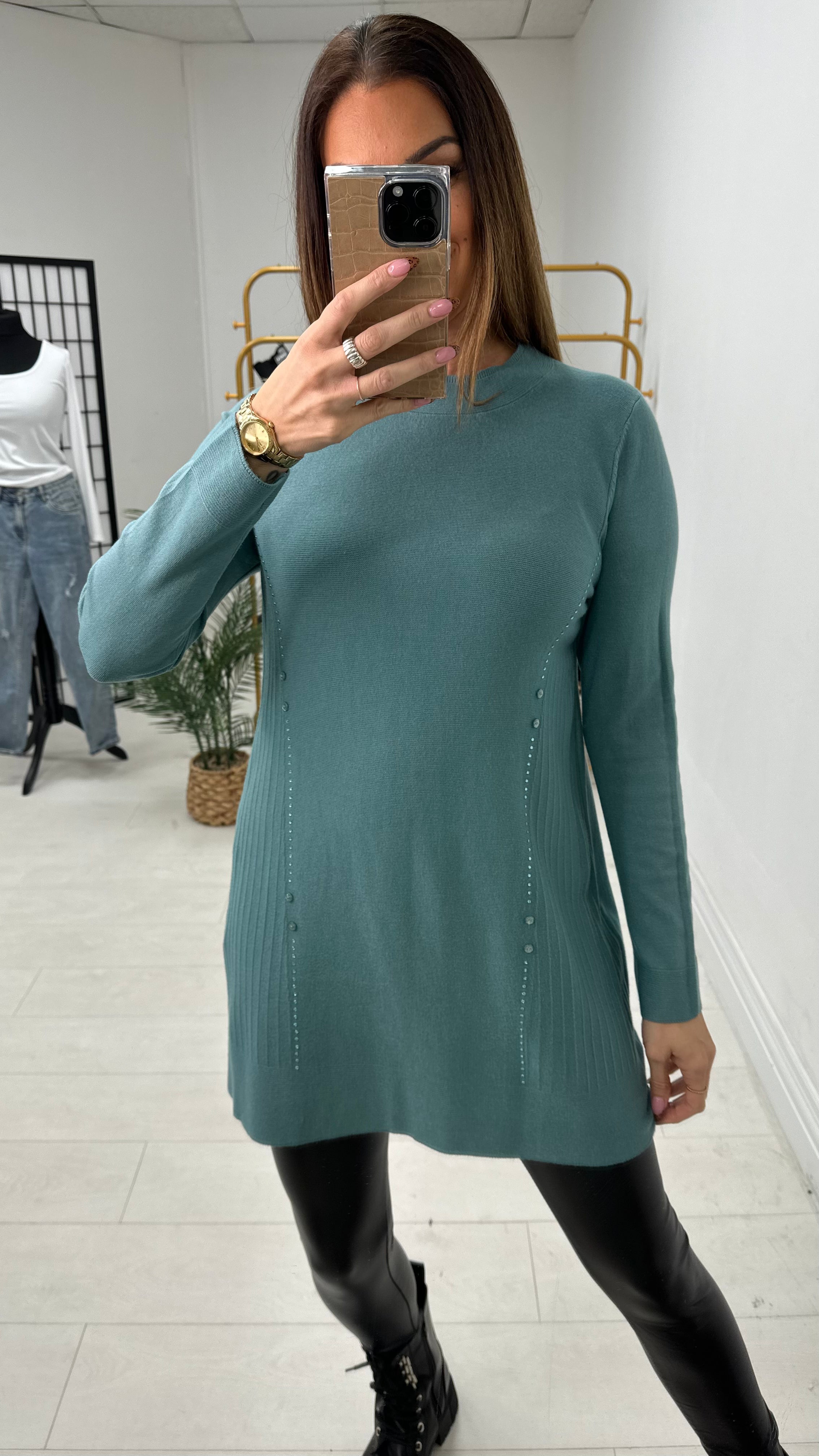 Lynelle Diamante Detail Longline Knit Jumper