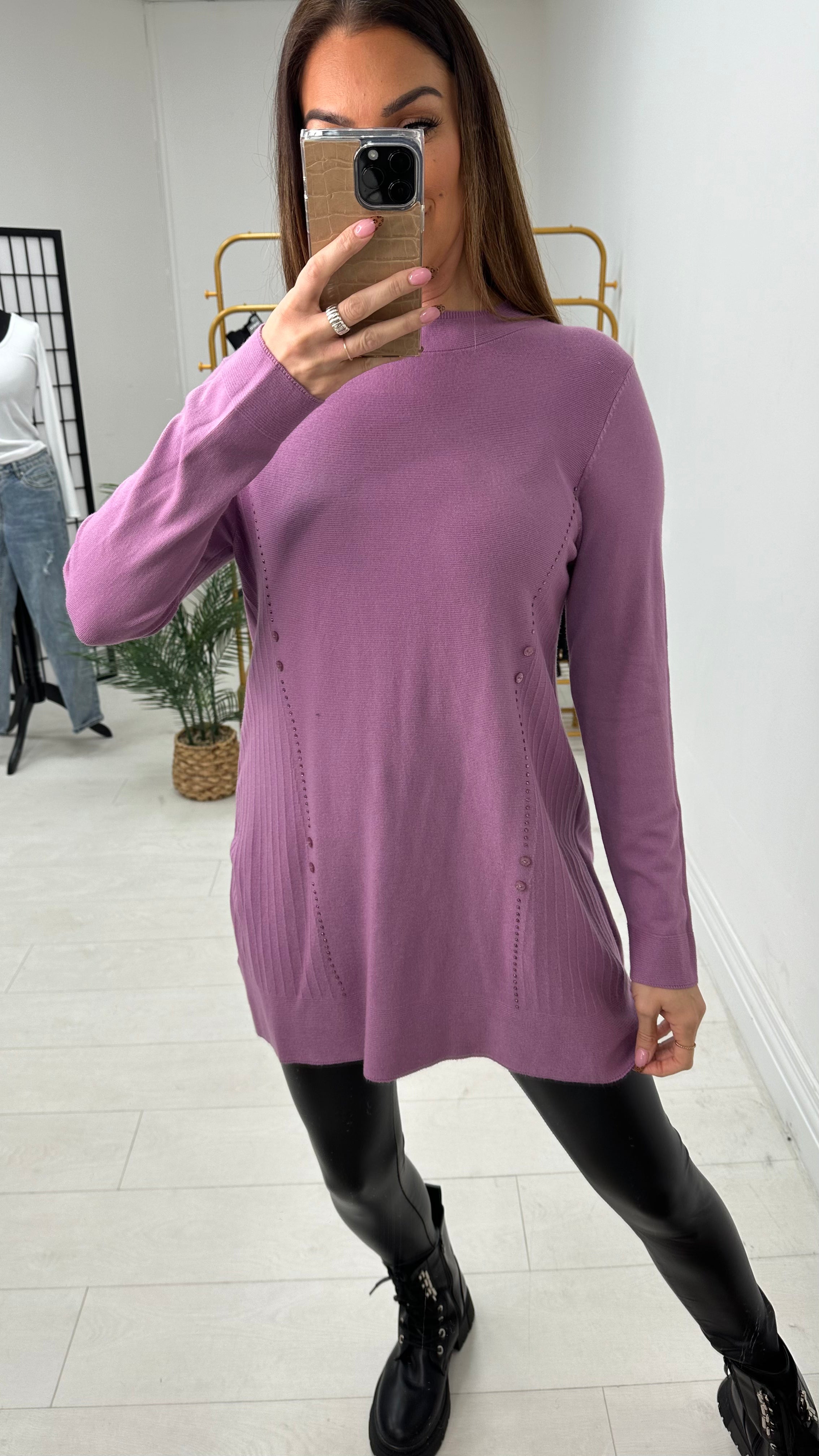 Lynelle Diamante Detail Longline Knit Jumper