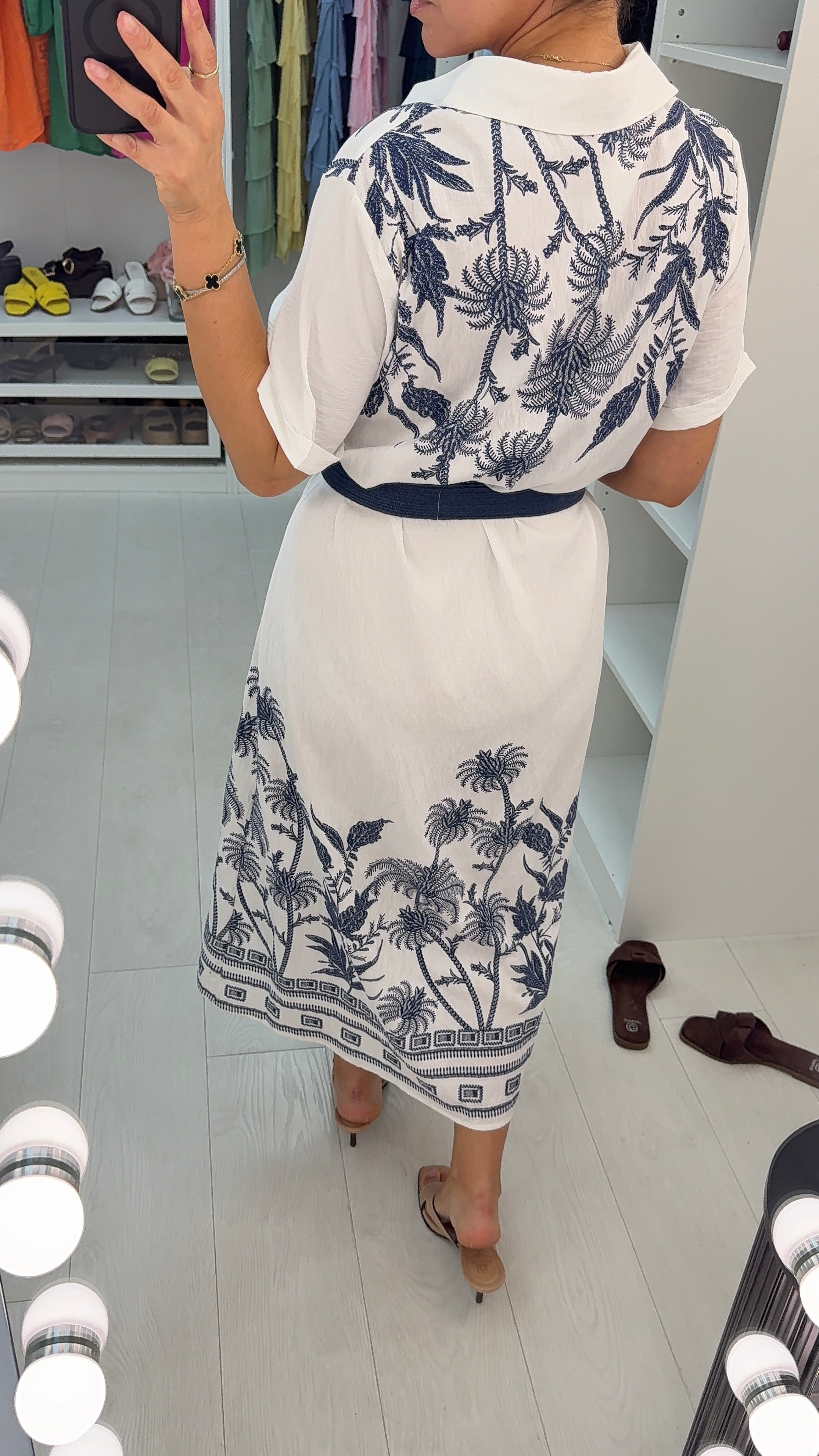 Harriet Short Sleeve Belted Shirt Maxi Dress