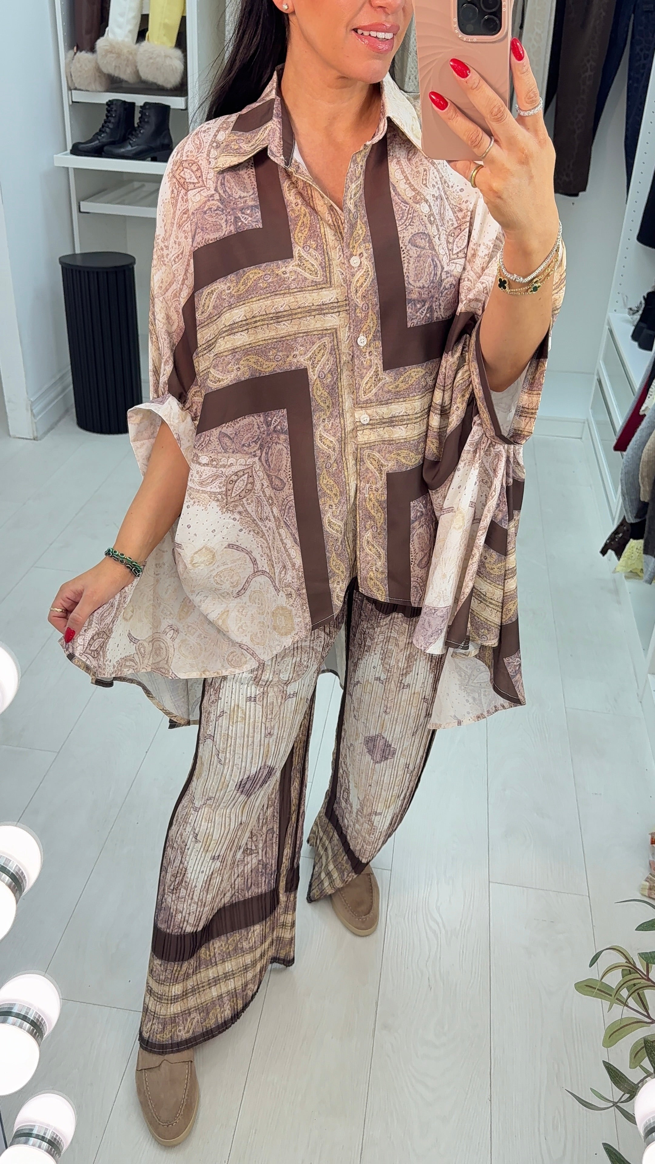 Tenley Abstract Print Loose Fit Shirt Co-Ord Set