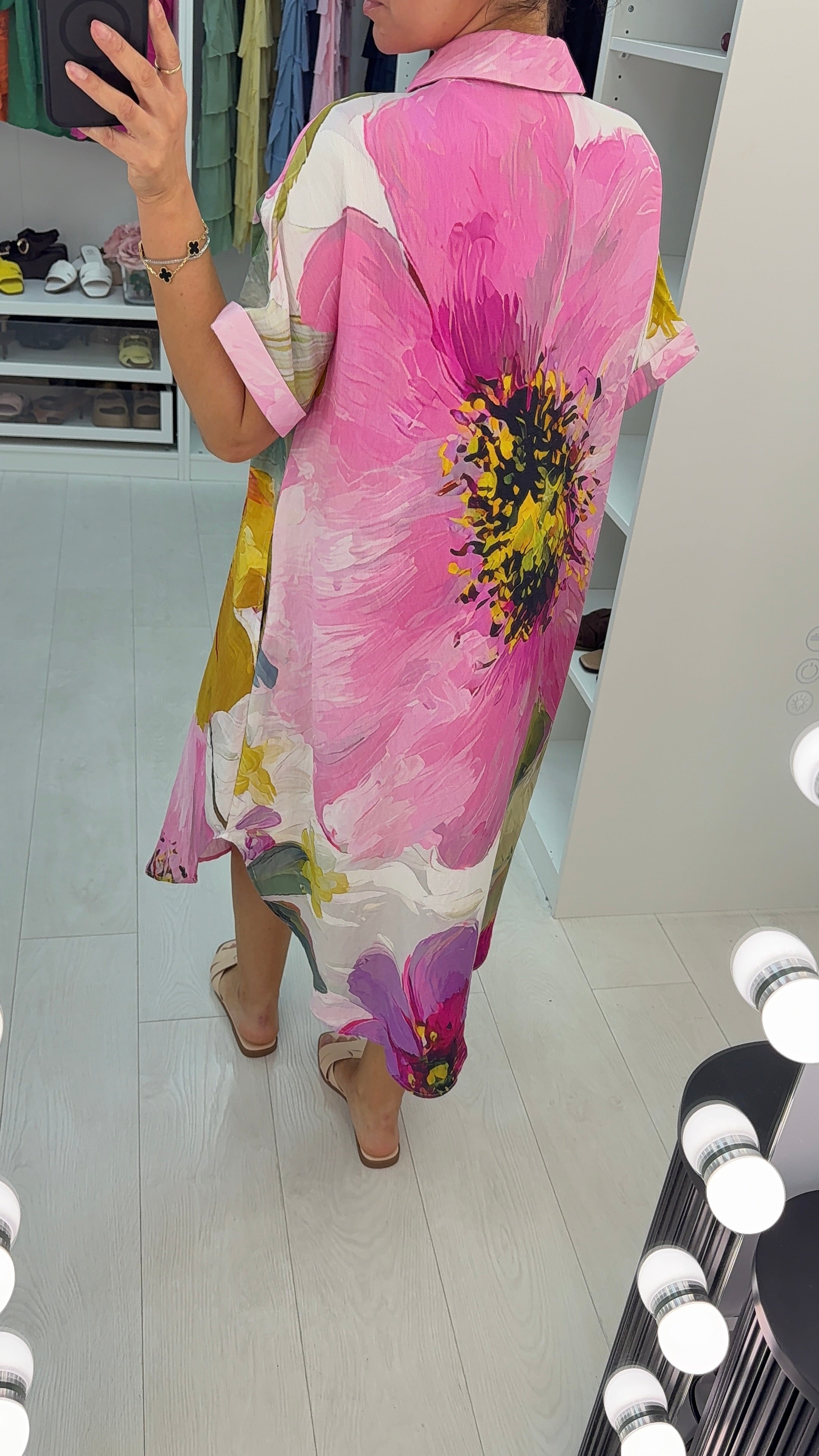 Olivia Floral Print V Neck Loose Fit Dress