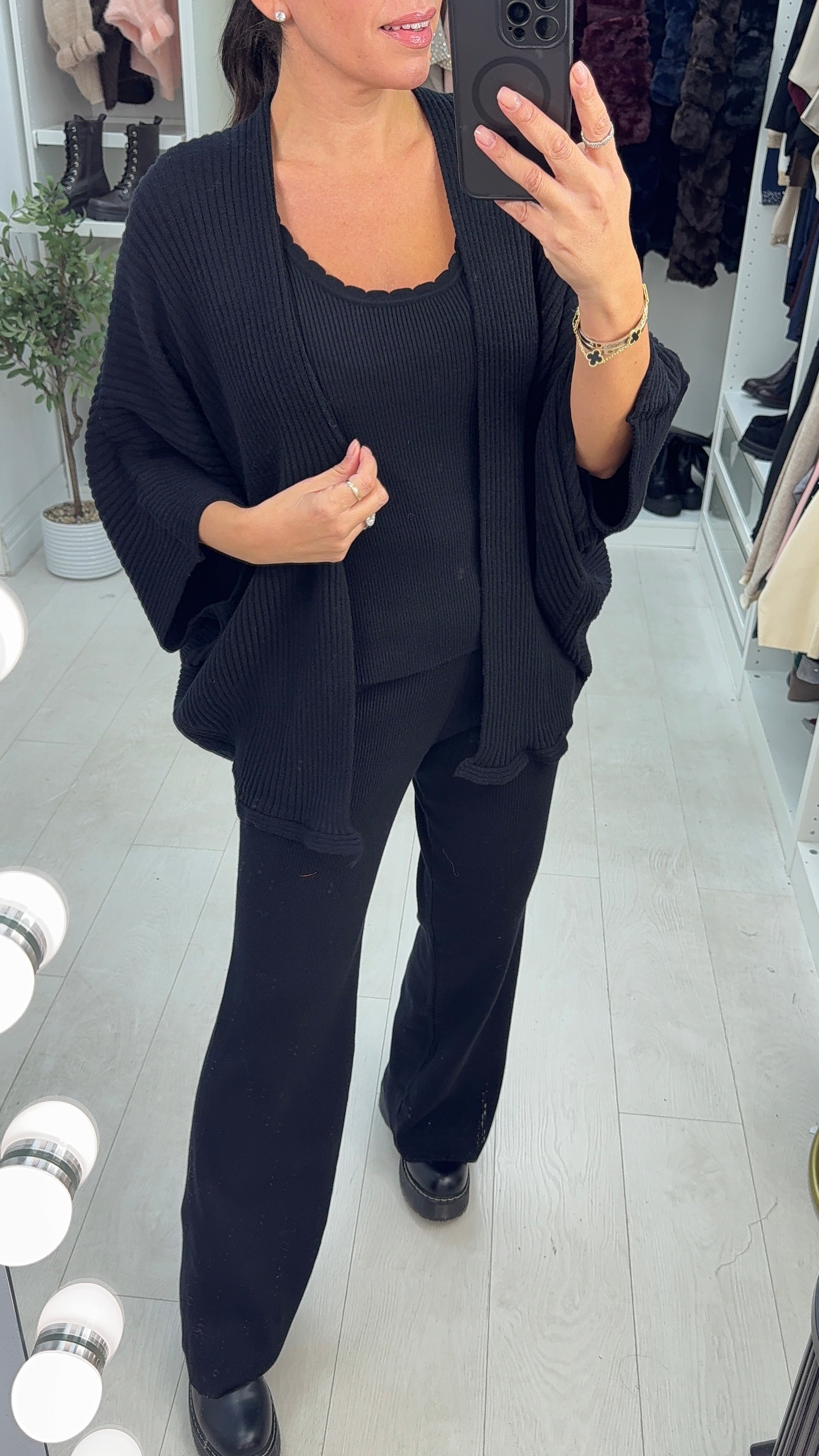 Norah Plain Ribbed 3 Piece Loungewear Set