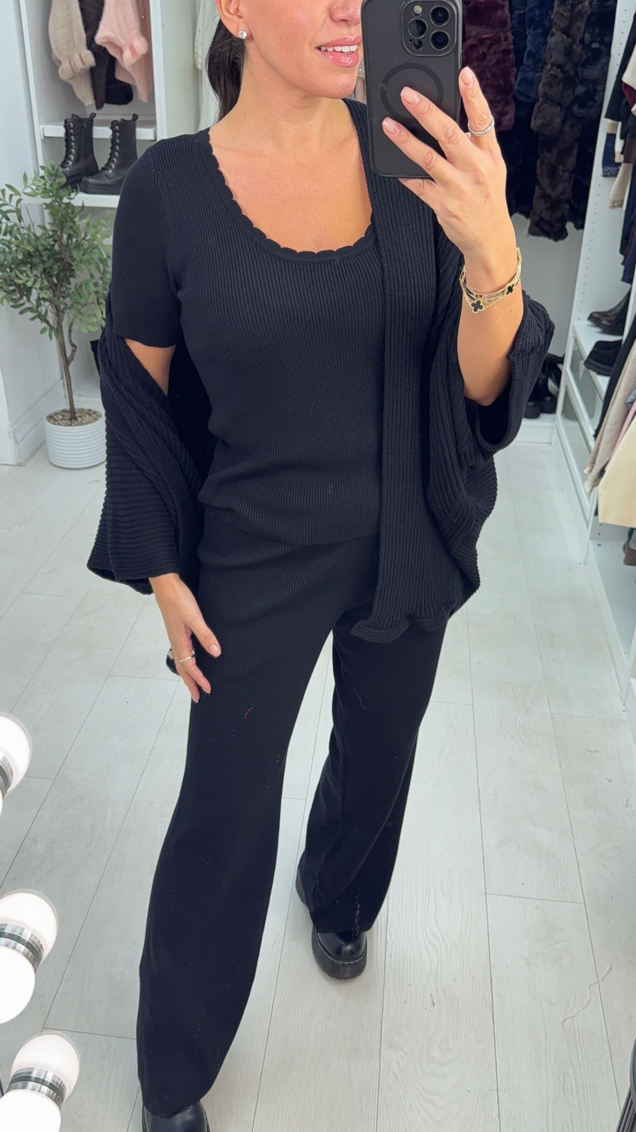 Norah Plain Ribbed 3 Piece Loungewear Set