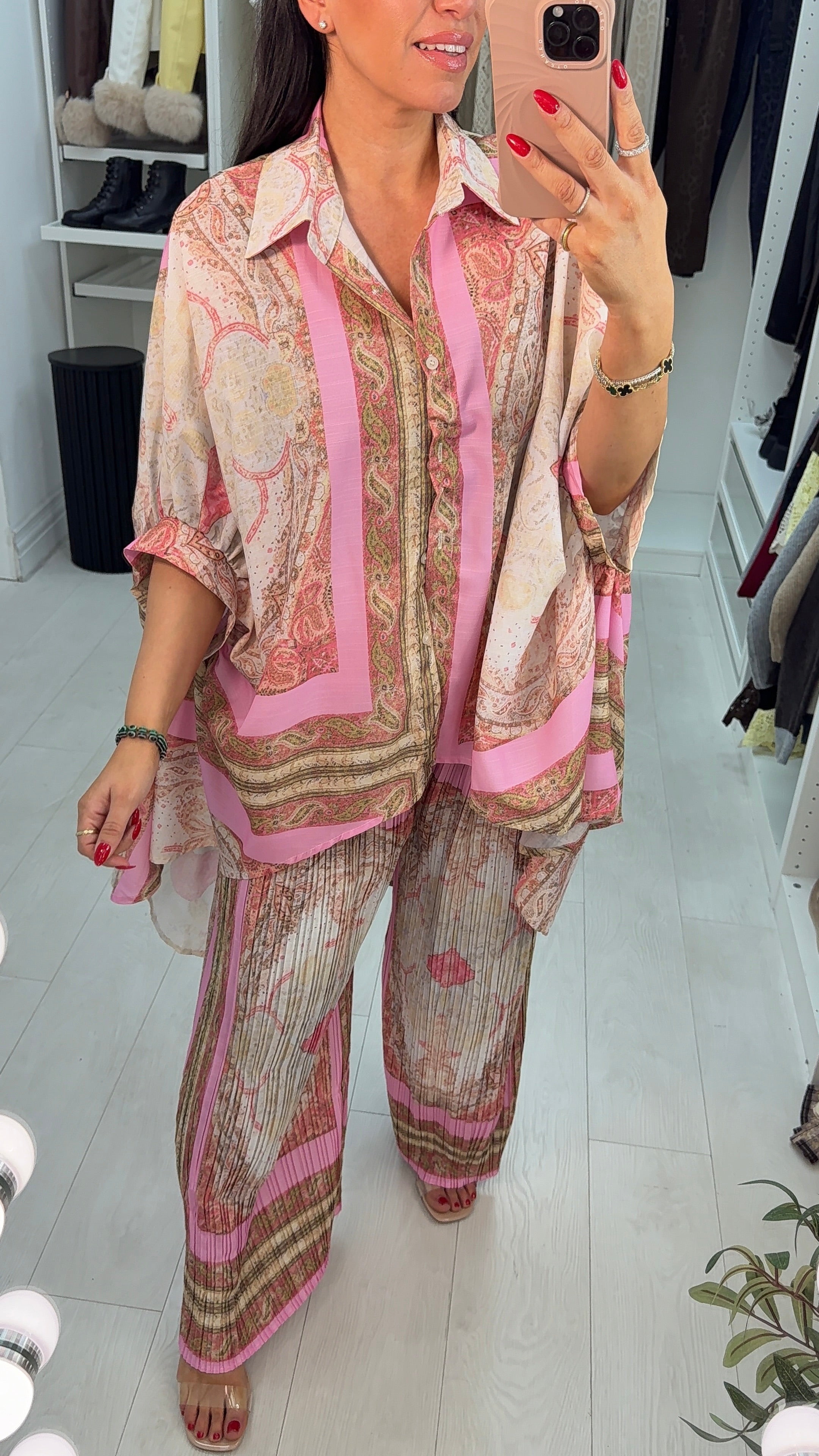 Tenley Abstract Print Loose Fit Shirt Co-Ord Set