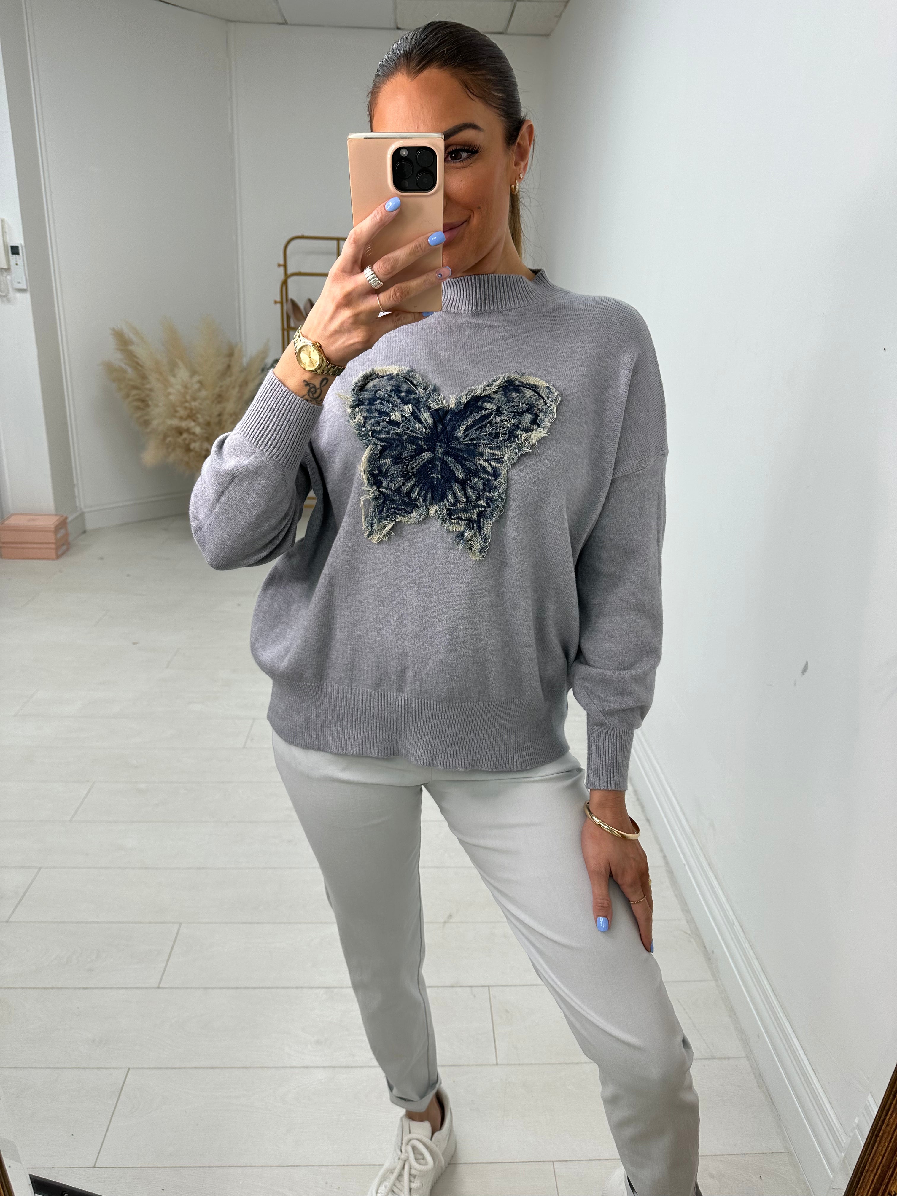 Marilyn Frayed Butterfly Detailed Jumper