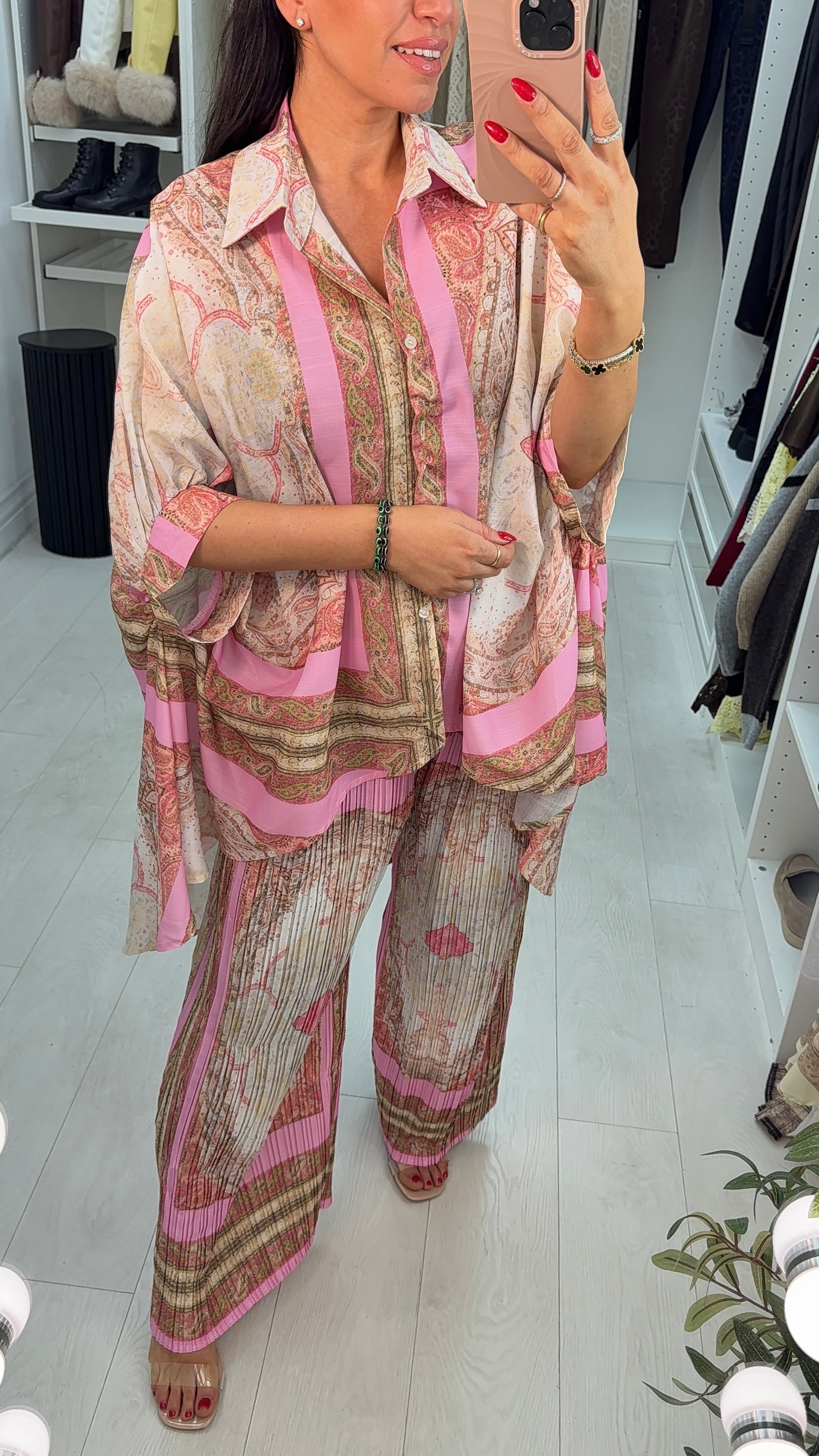 Tenley Abstract Print Loose Fit Shirt Co-Ord Set