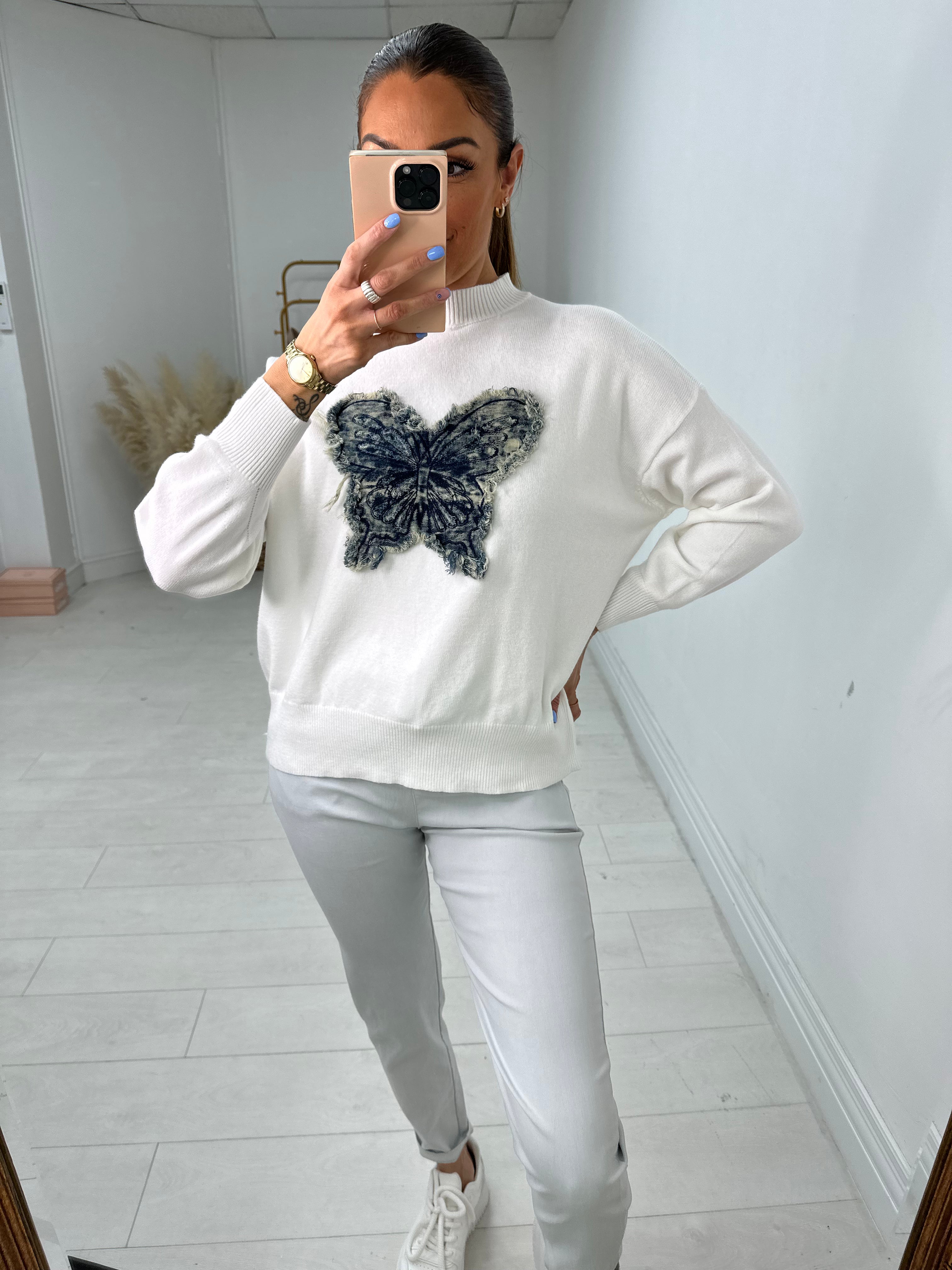 Marilyn Frayed Butterfly Detailed Jumper