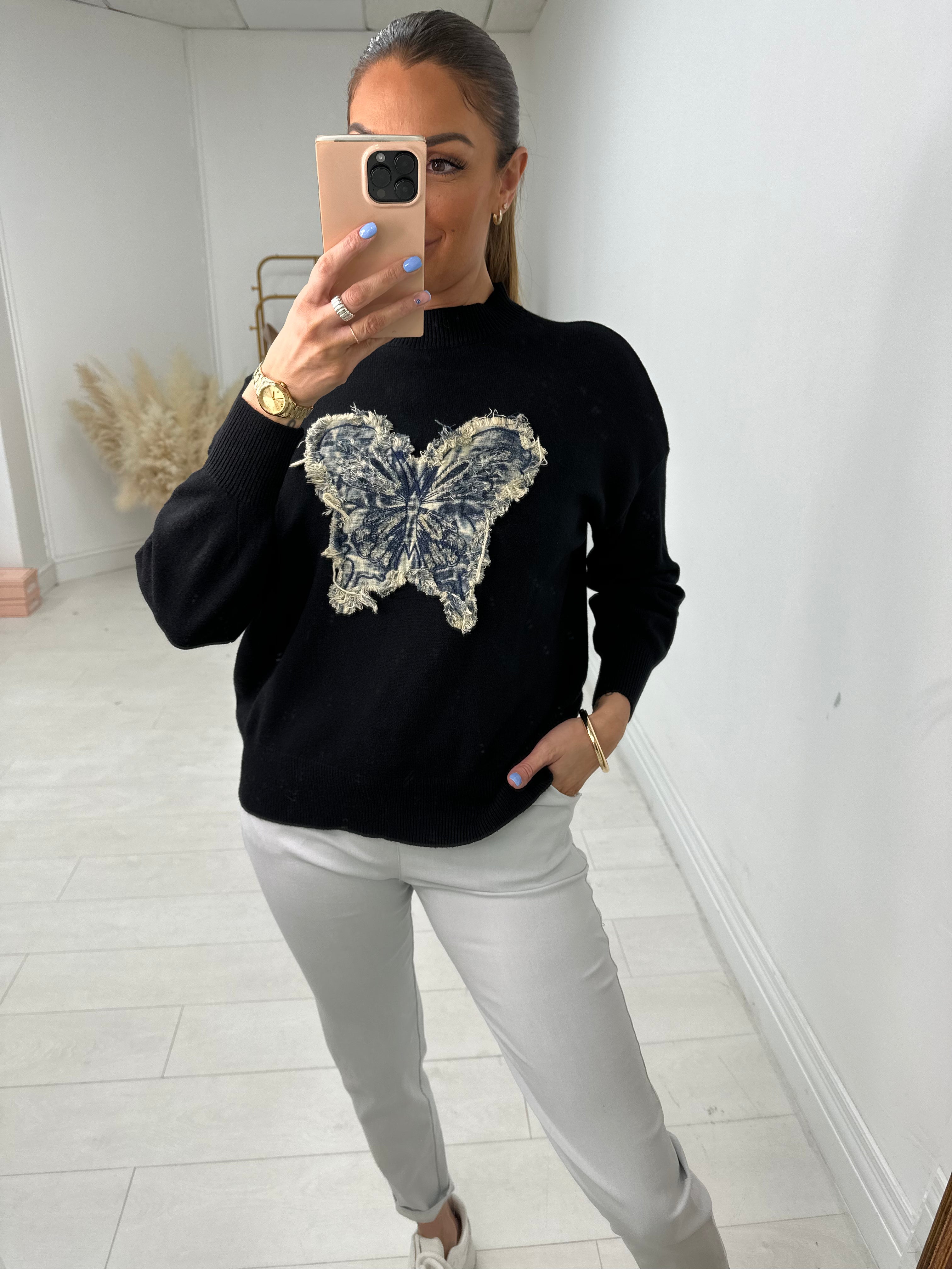 Marilyn Frayed Butterfly Detailed Jumper