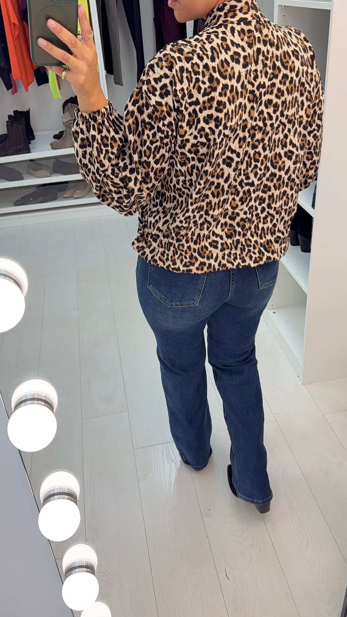 Glenda Leopard Print Drawstring Hem Jacket