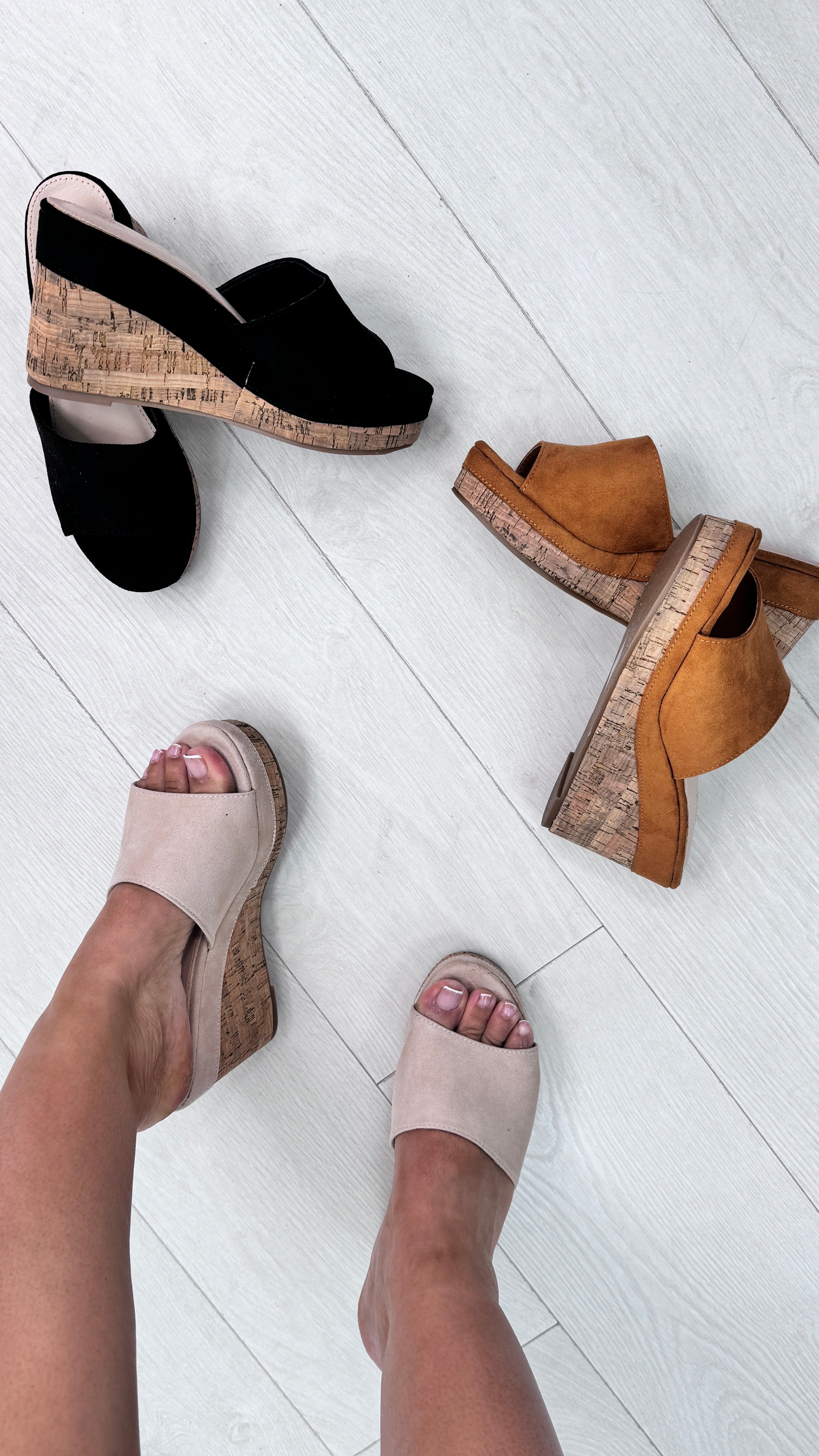 Brianna Faux Suede Cork Platform Sandals