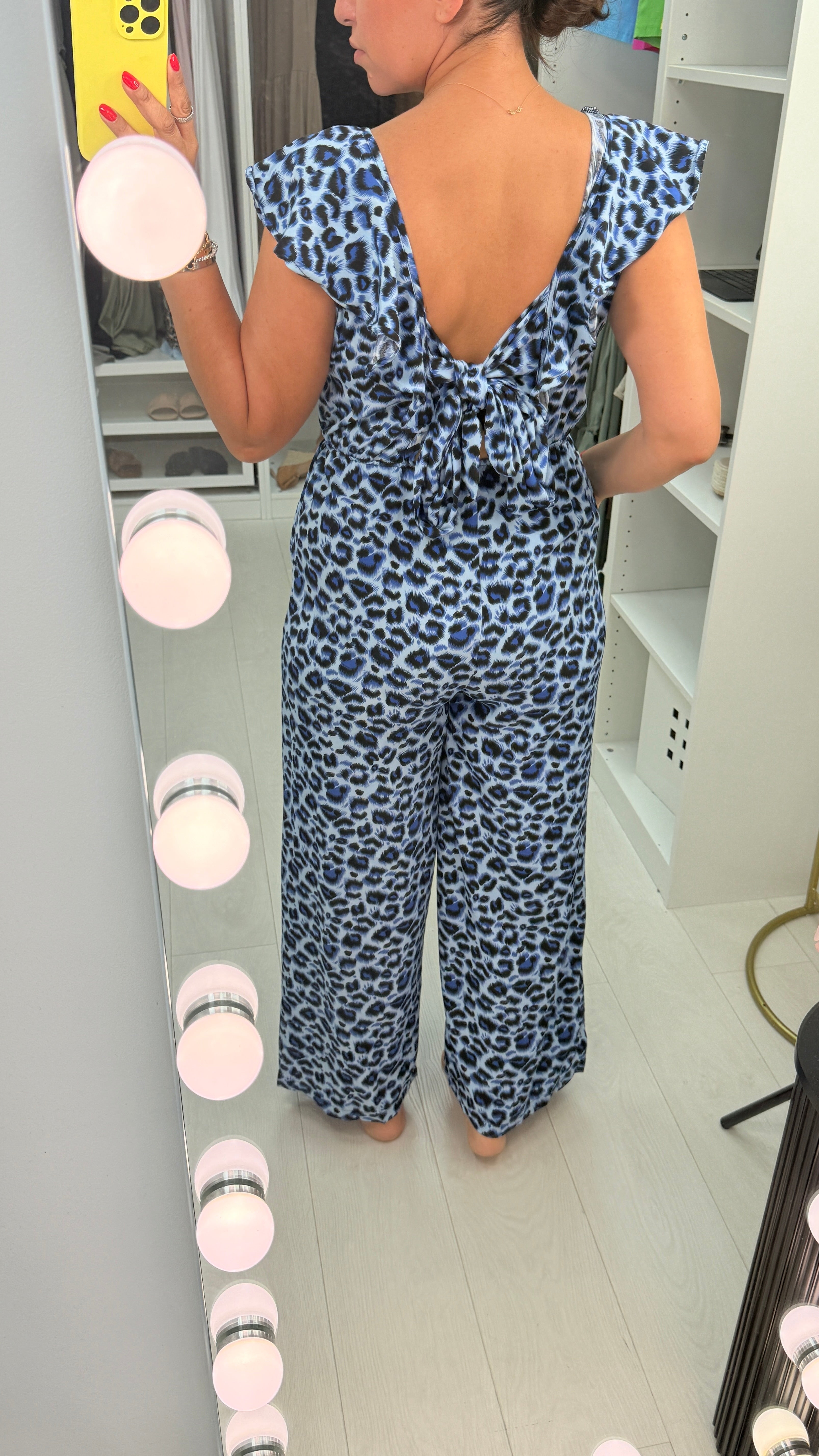 Joyanne Leopard Print Frill Detail Wide Leg Jumpsuit