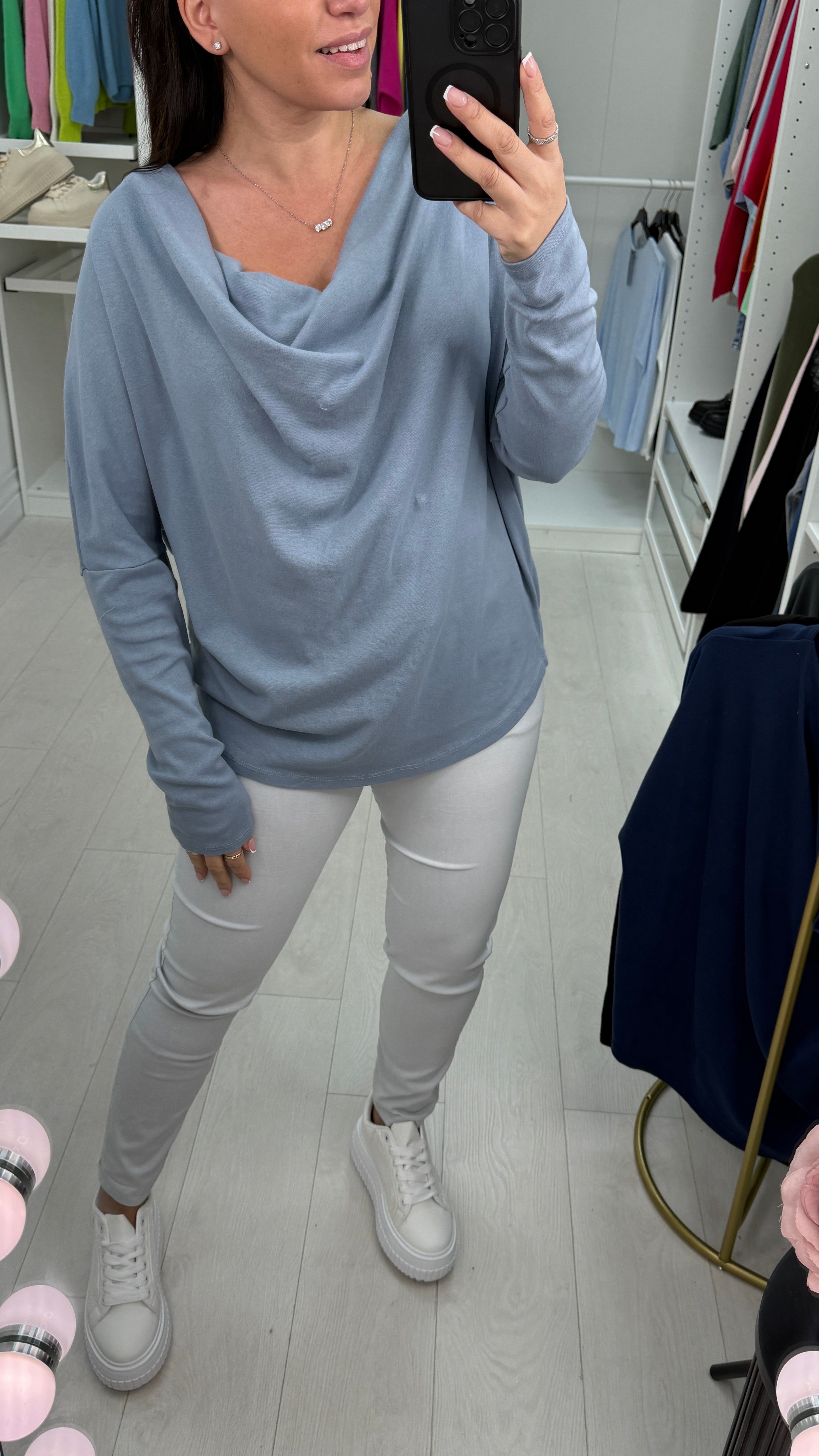 Topaz Plain Cowl Neck Sweatshirt