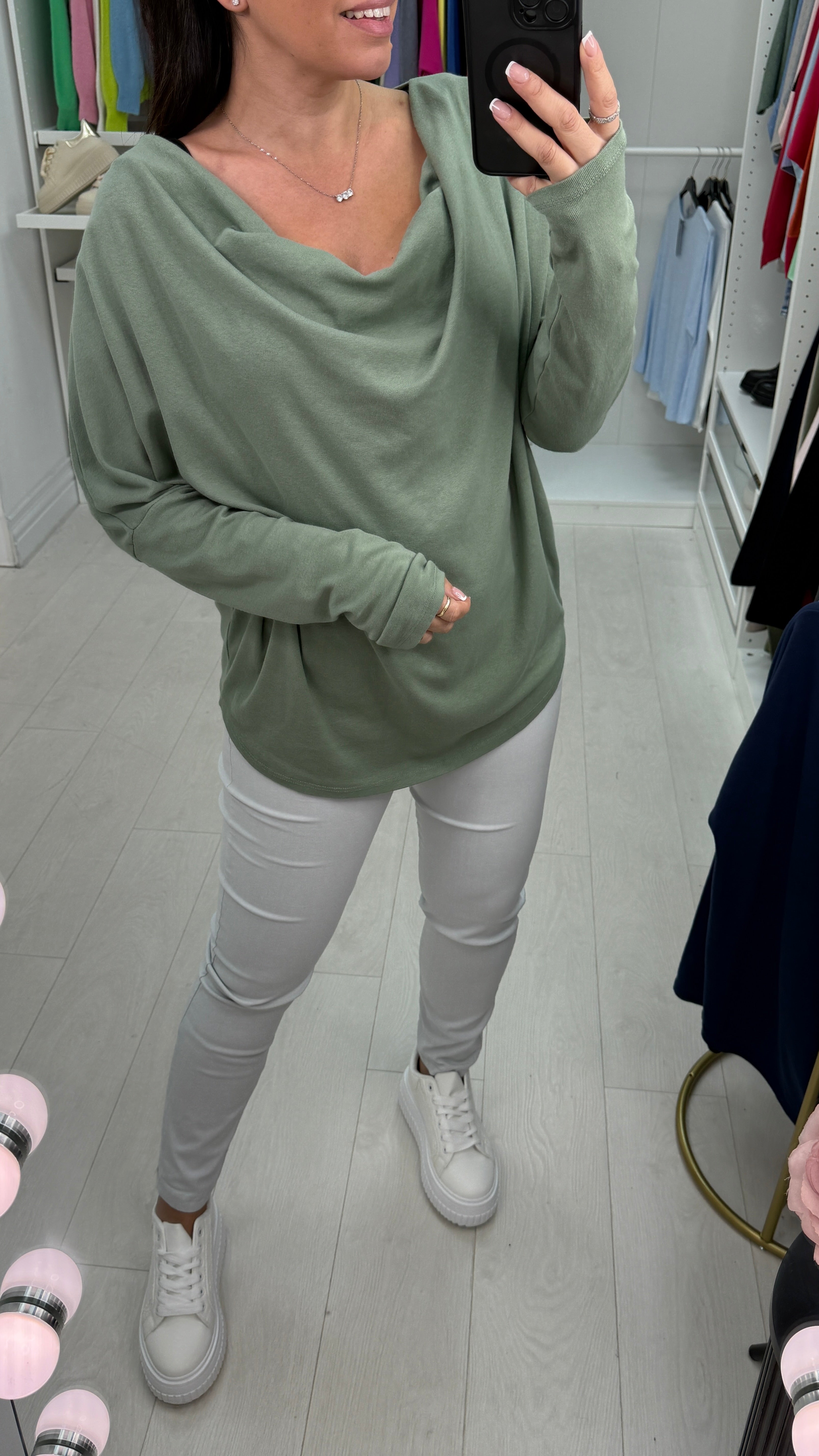 Topaz Plain Cowl Neck Sweatshirt