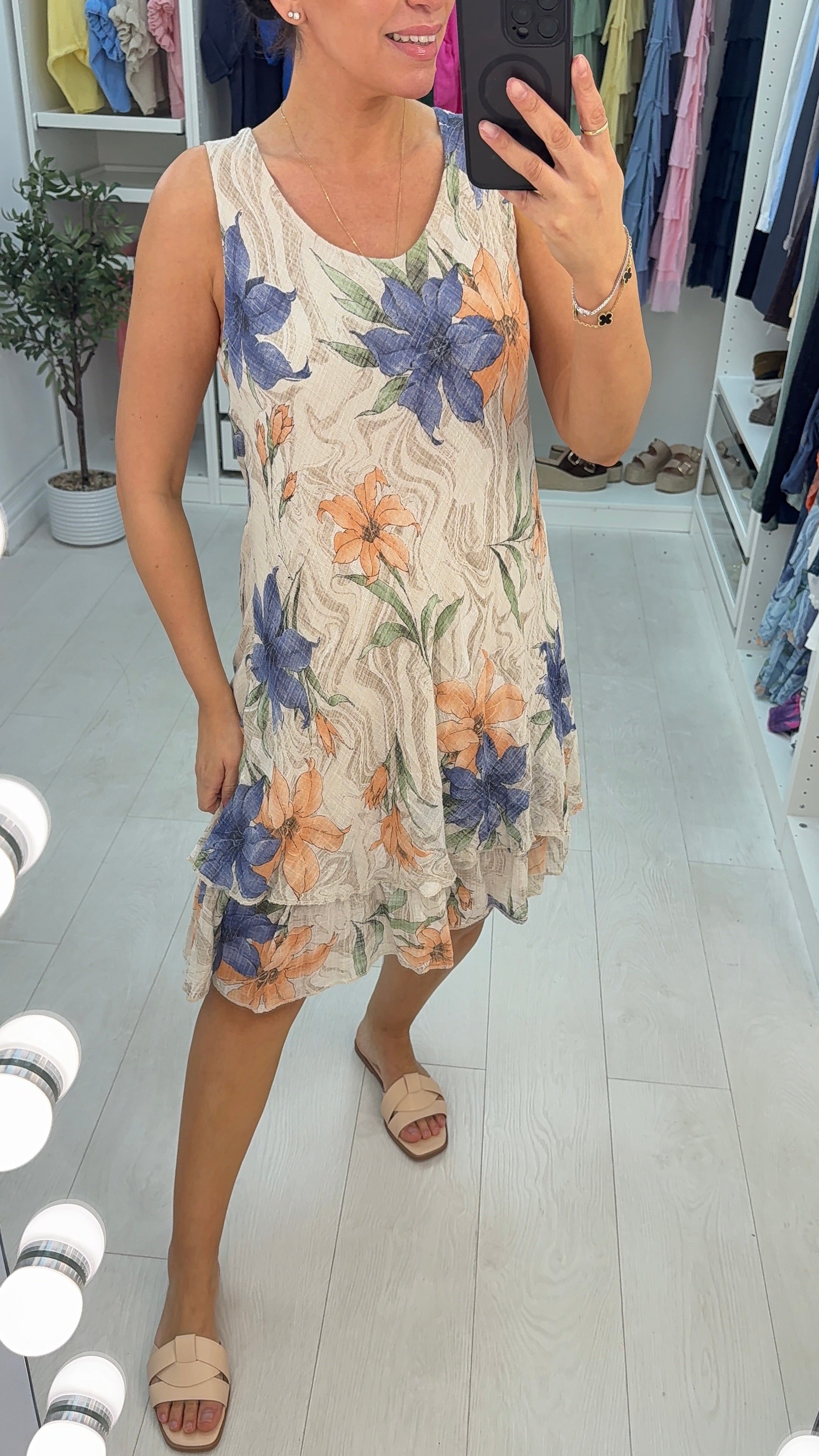 Hayley Floral Print Loose Fit Floaty Midi Dress