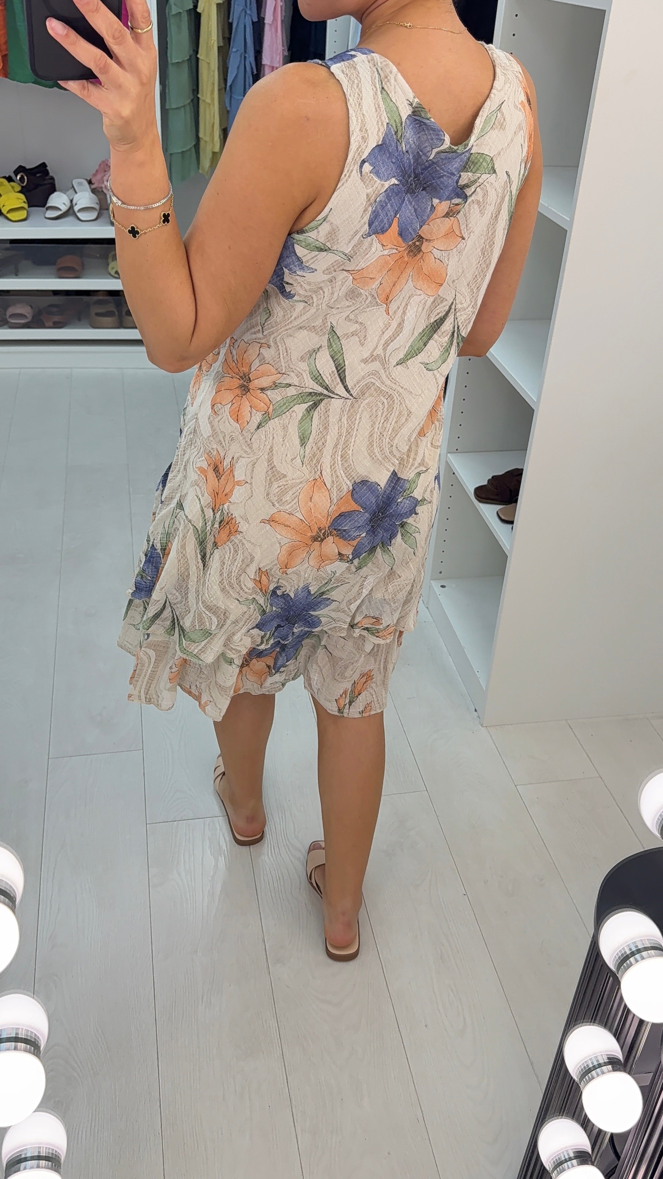 Hayley Floral Print Loose Fit Floaty Midi Dress