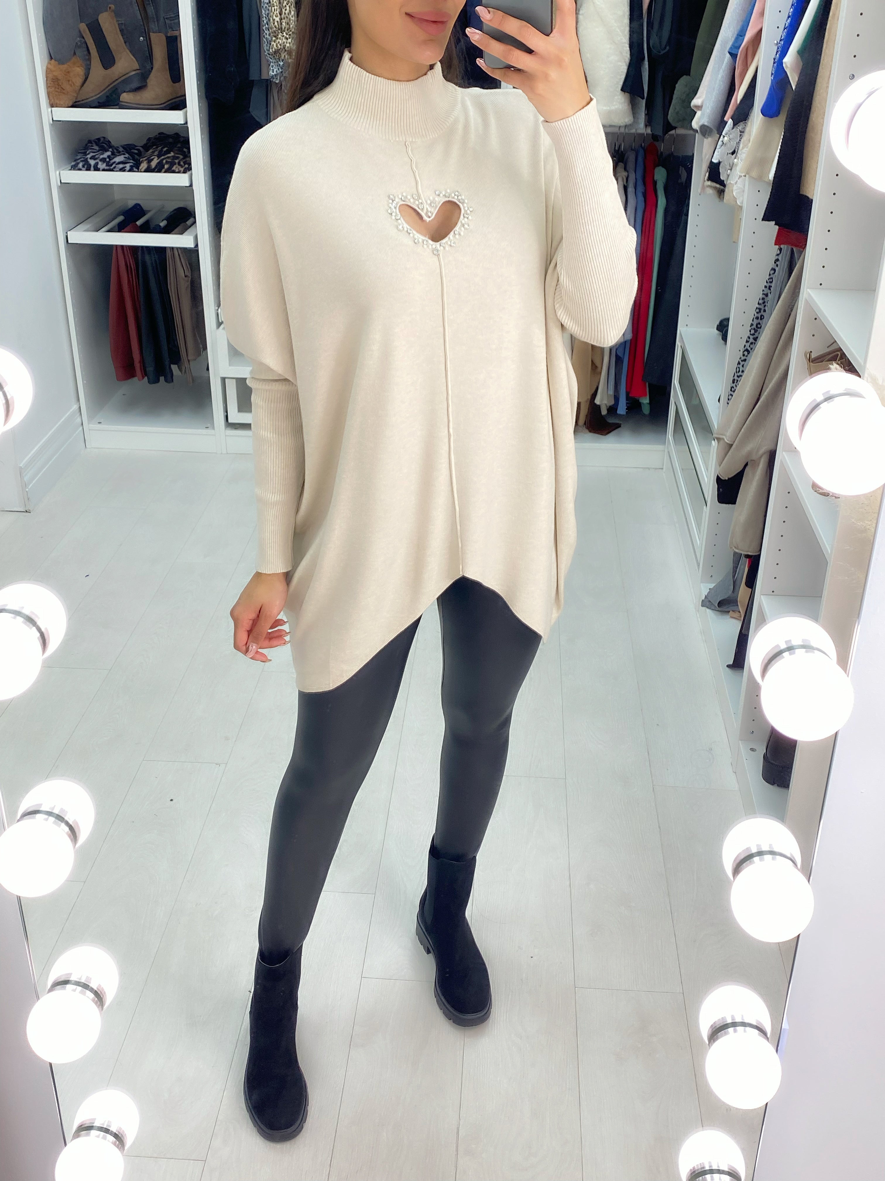 Taylen High Neck Heart Jumper