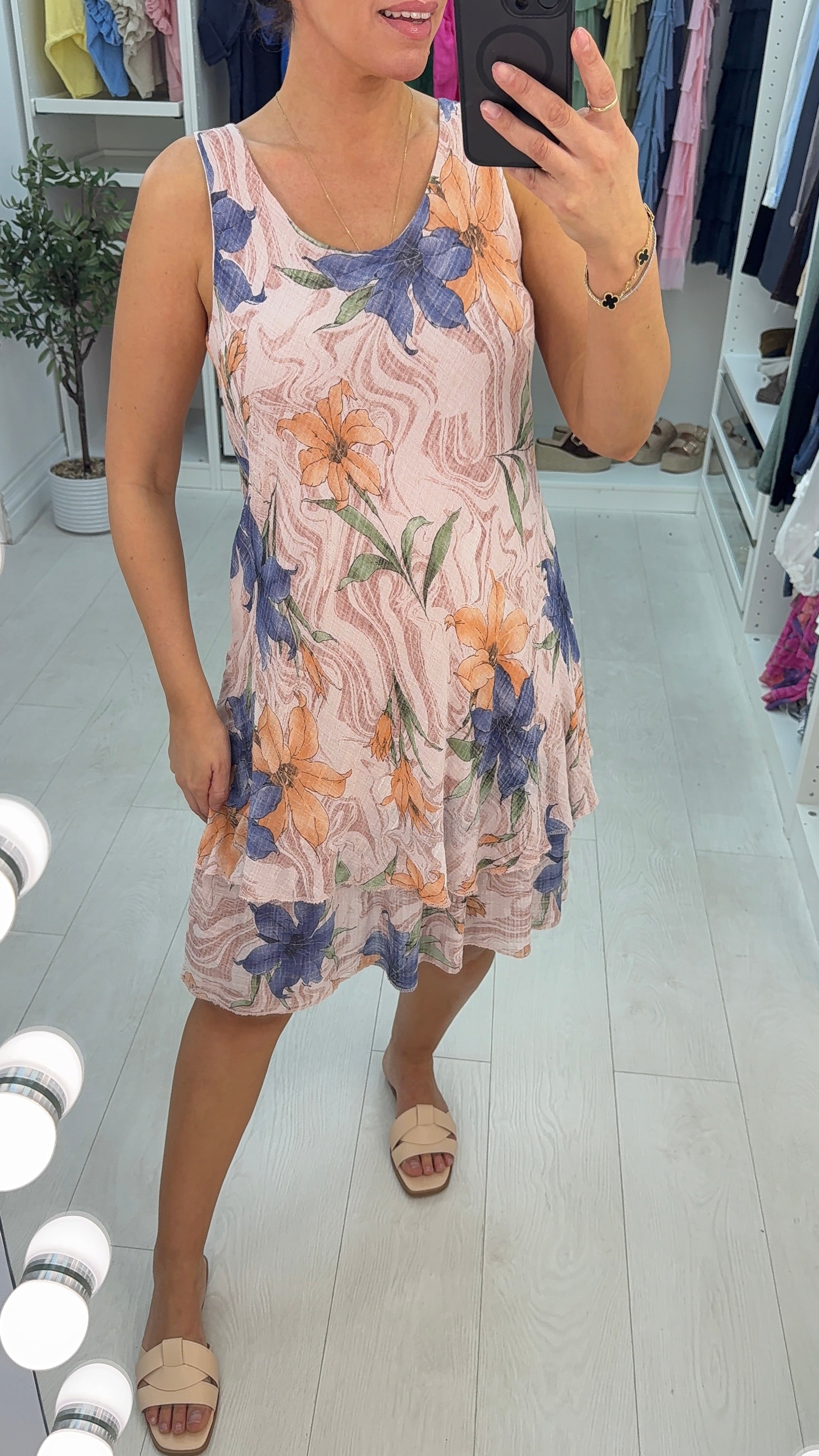 Hayley Floral Print Loose Fit Floaty Midi Dress