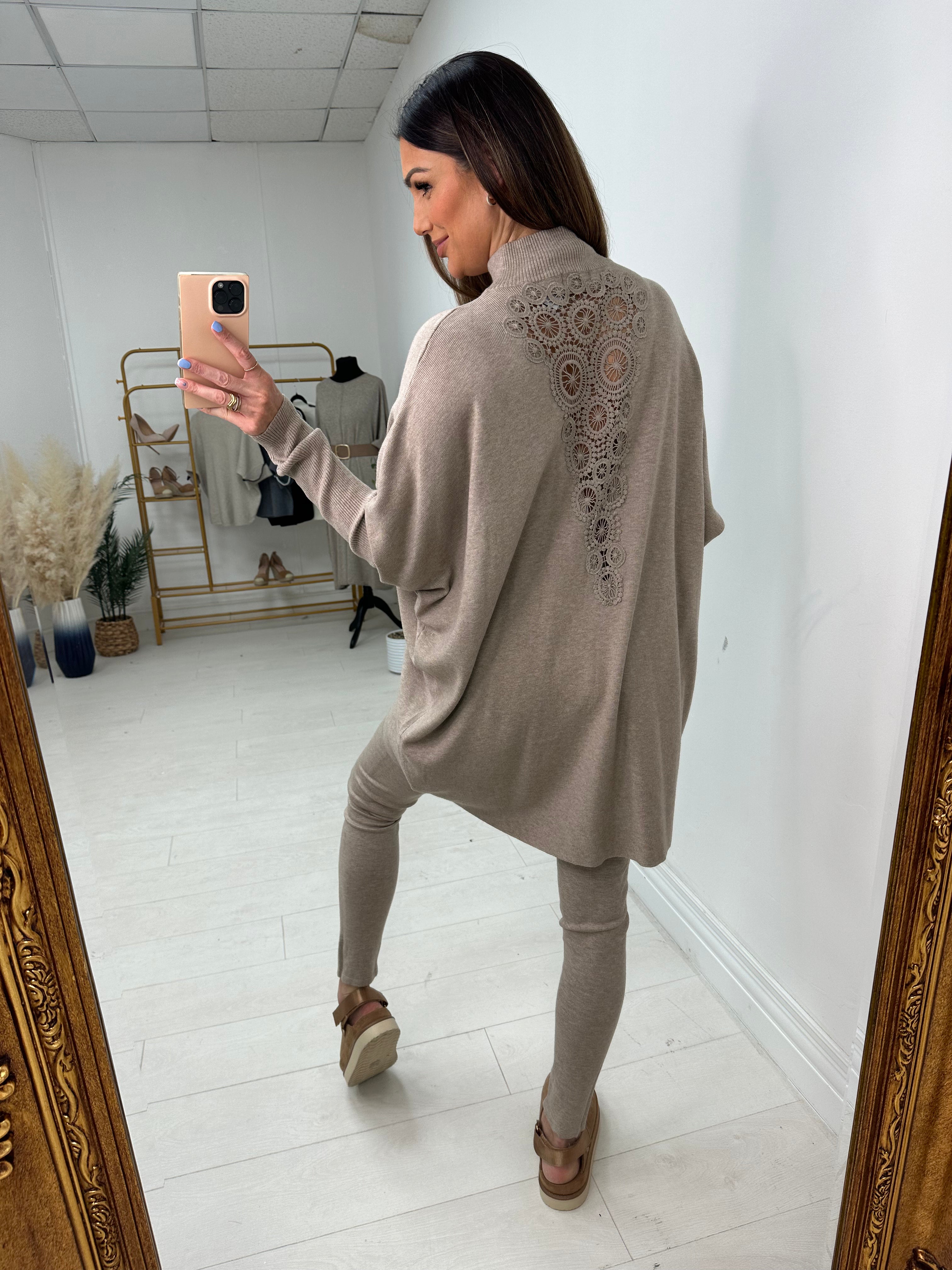 Julietta Plain Crochet Back Loungewear Set