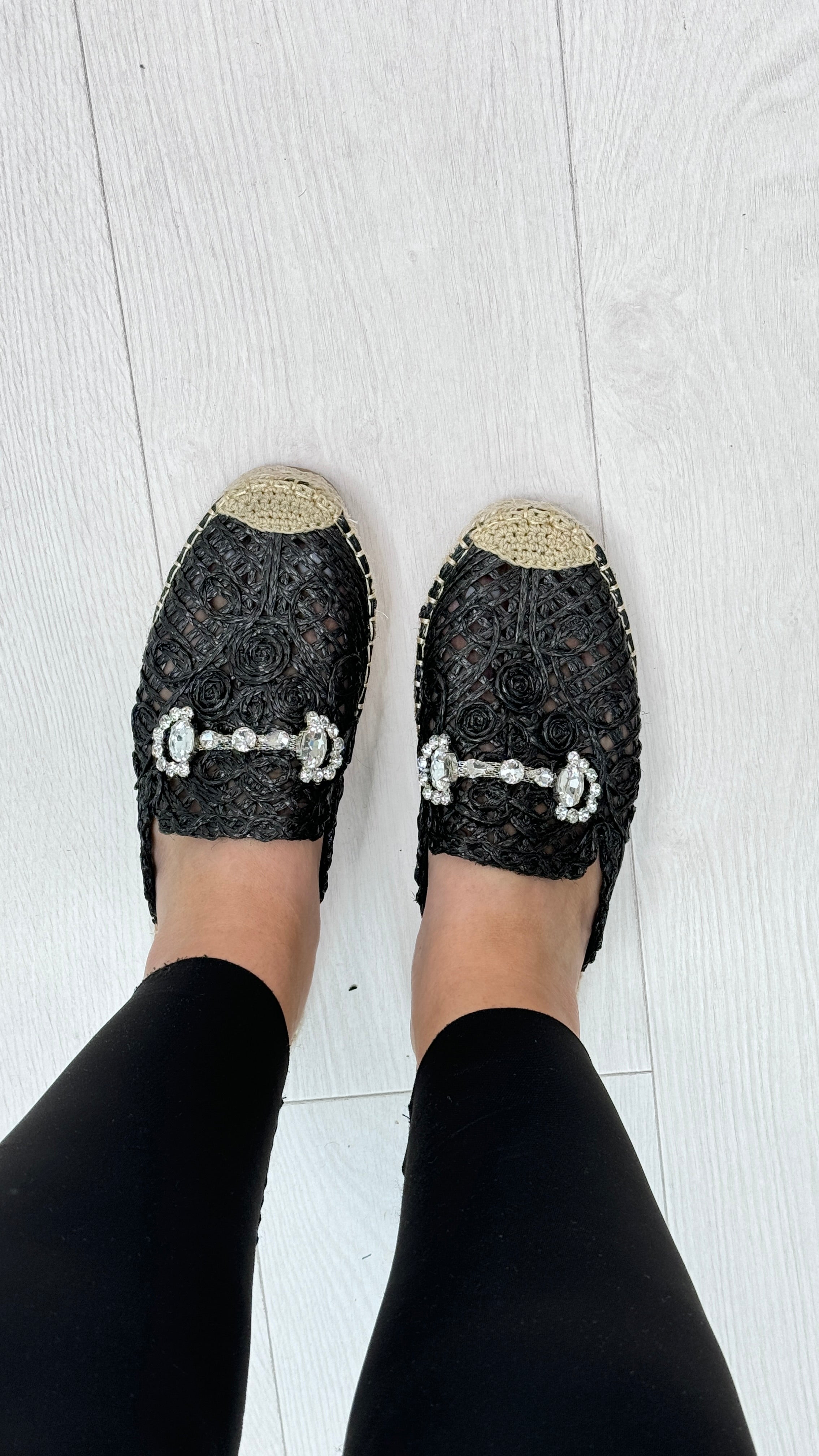 Zelda Crystal Detail Woven Espadrilles