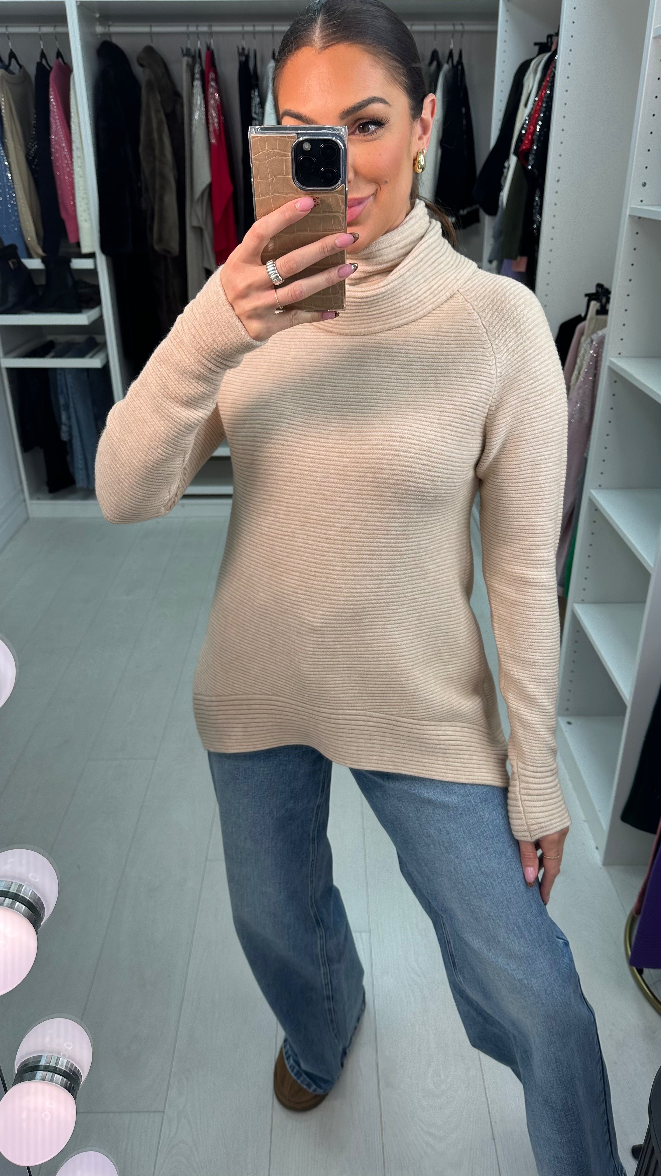 Tifinie Plain Roll Neck Longline Jumper