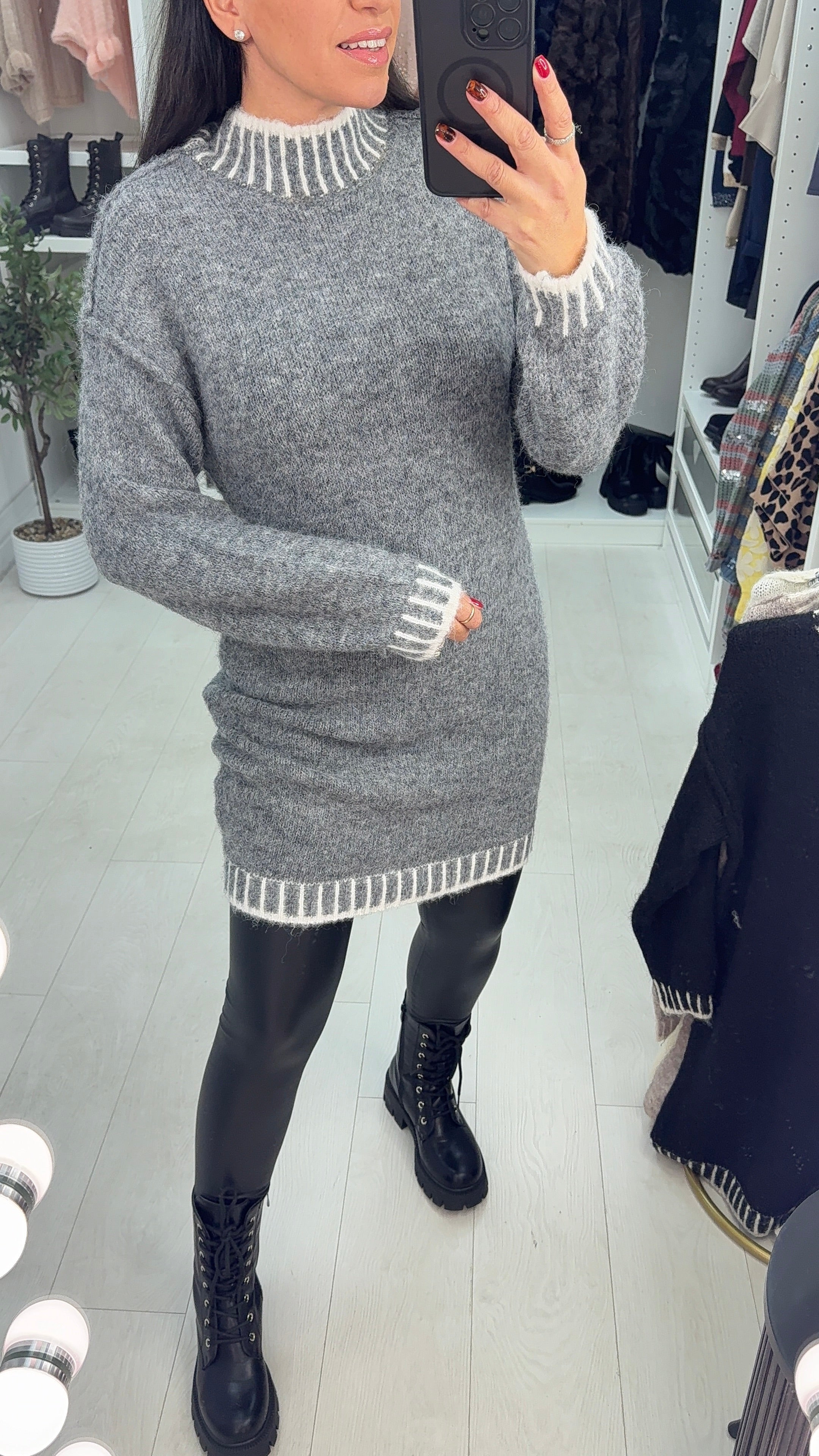 Margot Stitched Hem Detailed Super Soft Jumper Dress