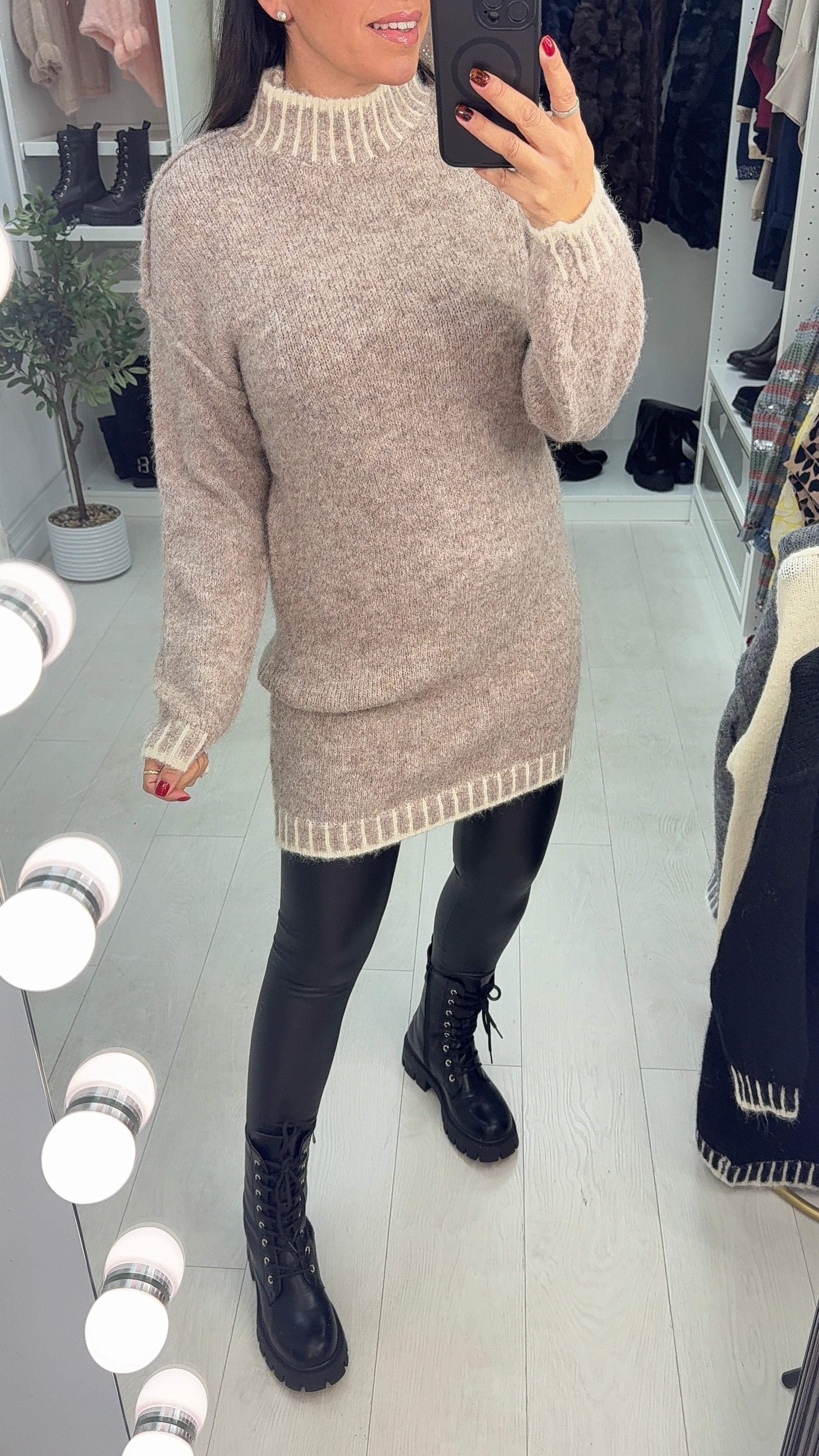 Margot Stitched Hem Detailed Super Soft Jumper Dress