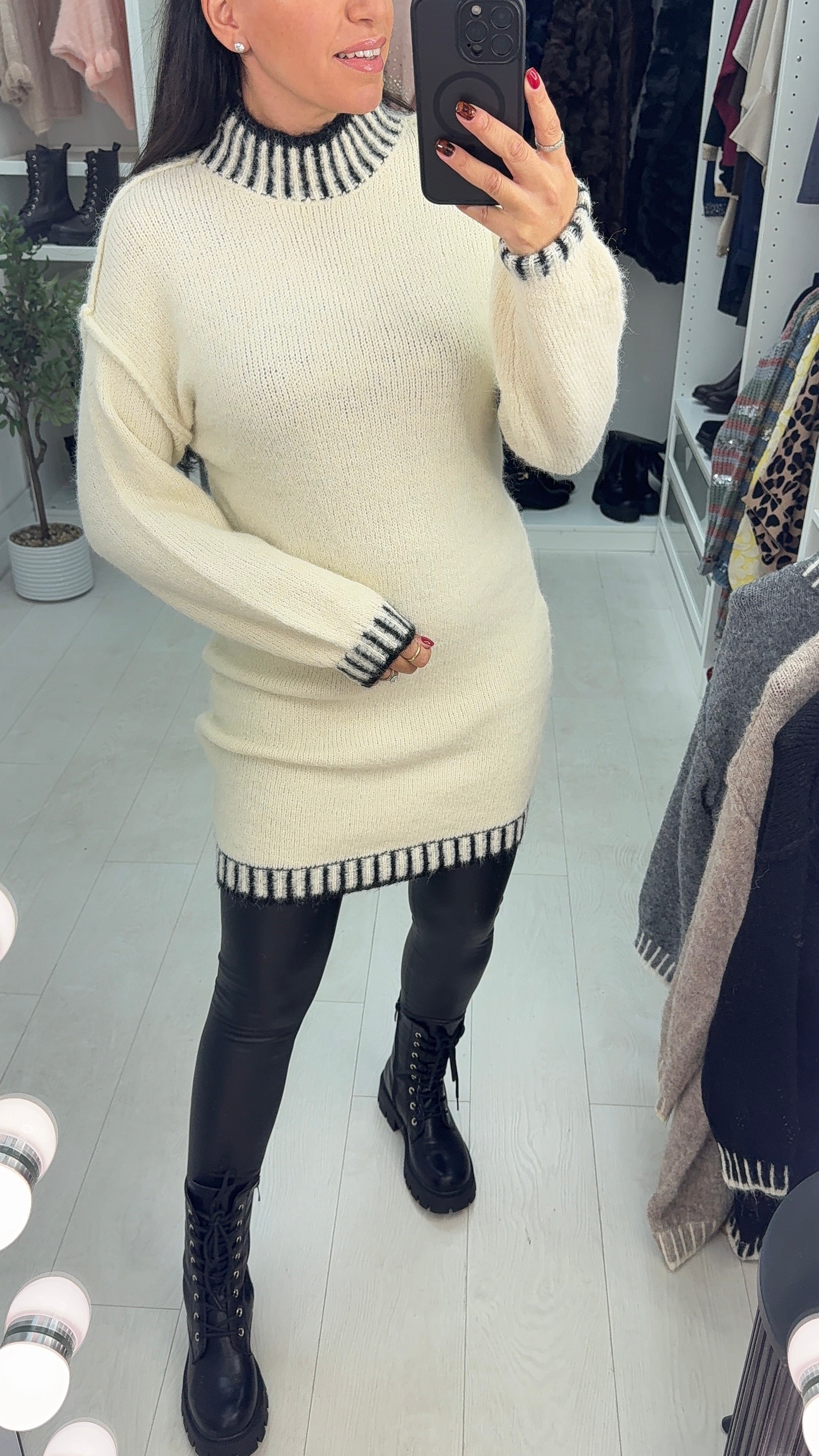 Margot Stitched Hem Detailed Super Soft Jumper Dress