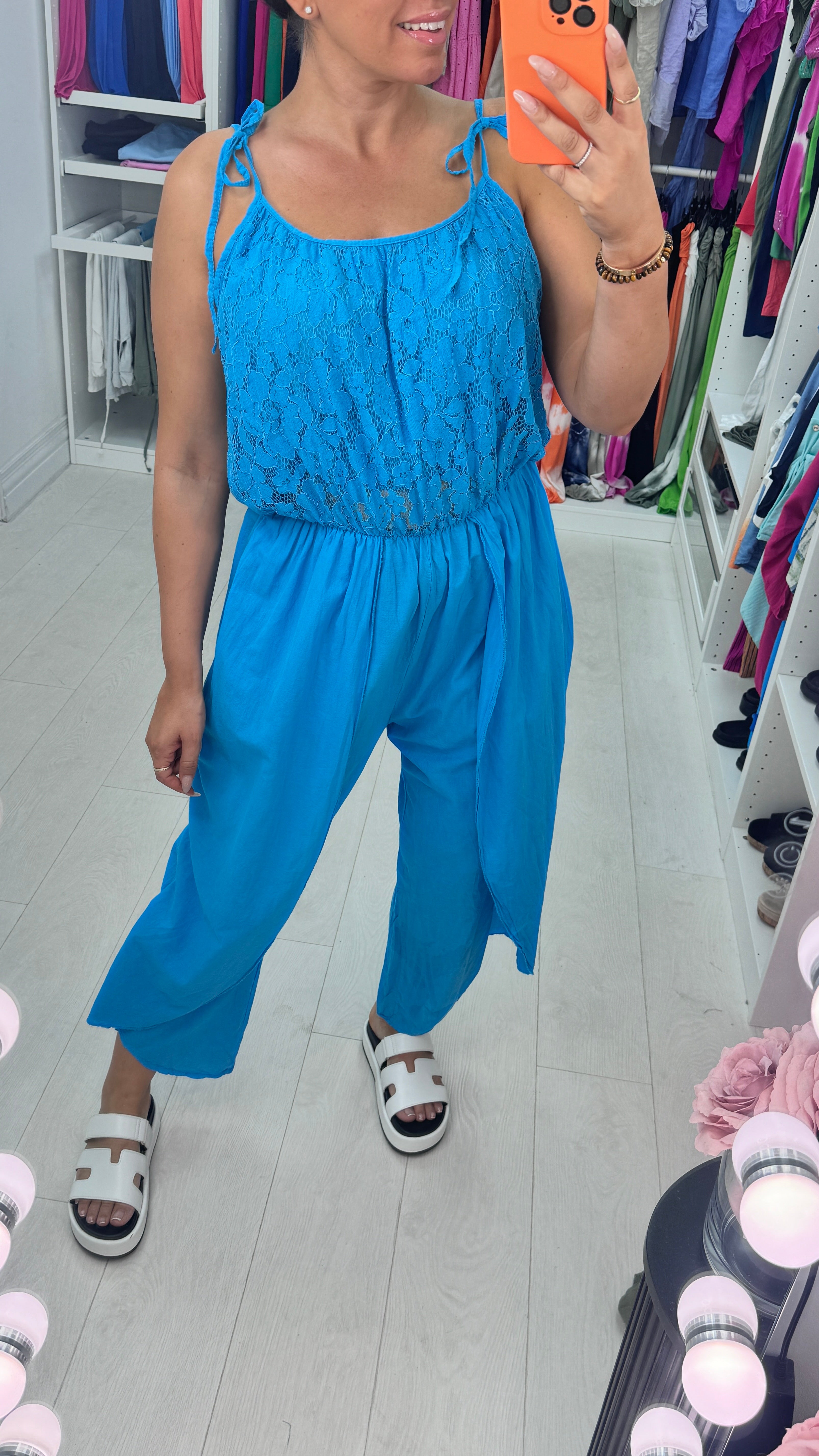 Blakely Plain Lace Detail Loose Fit Jumpsuit