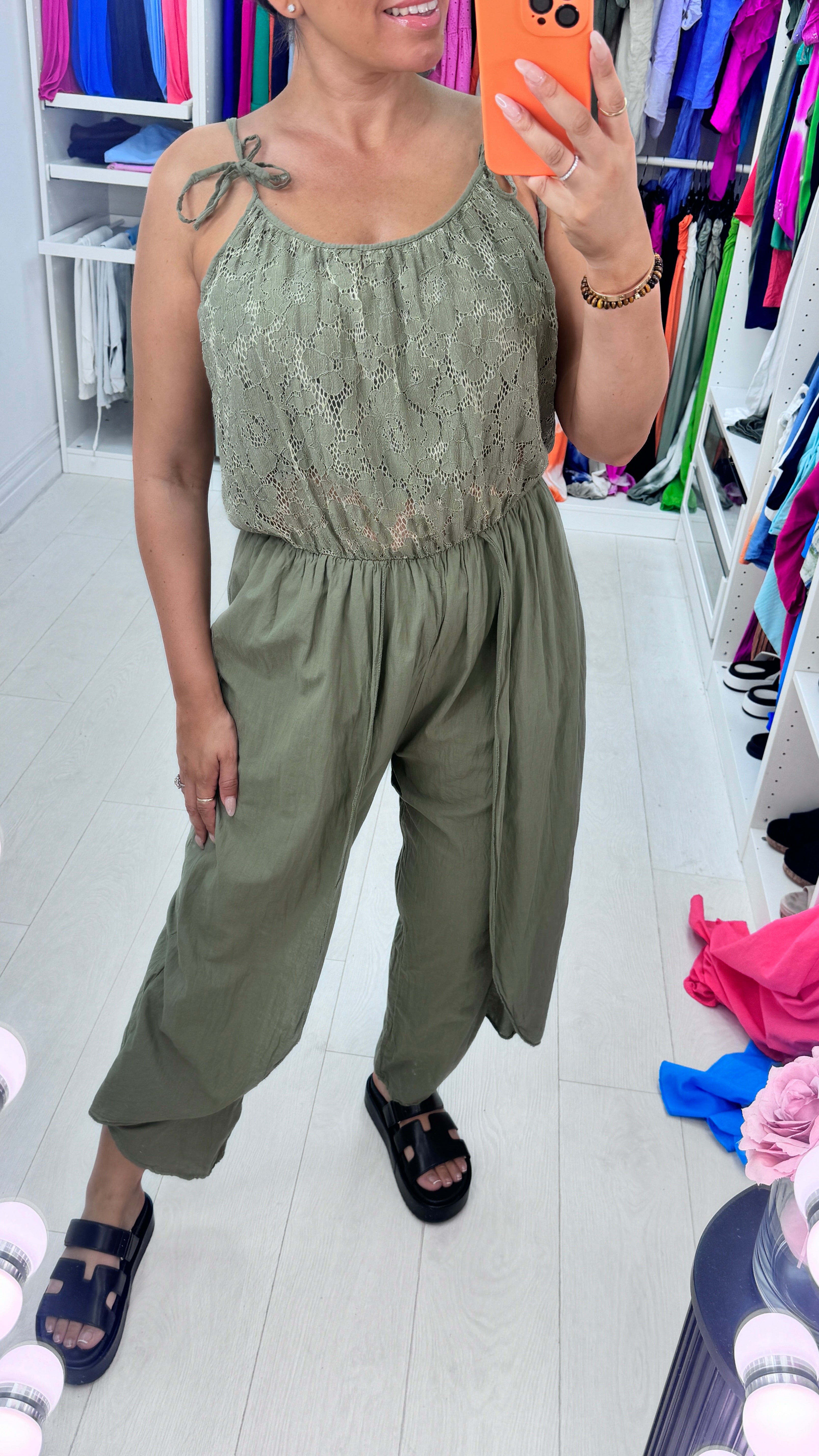 Blakely Plain Lace Detail Loose Fit Jumpsuit