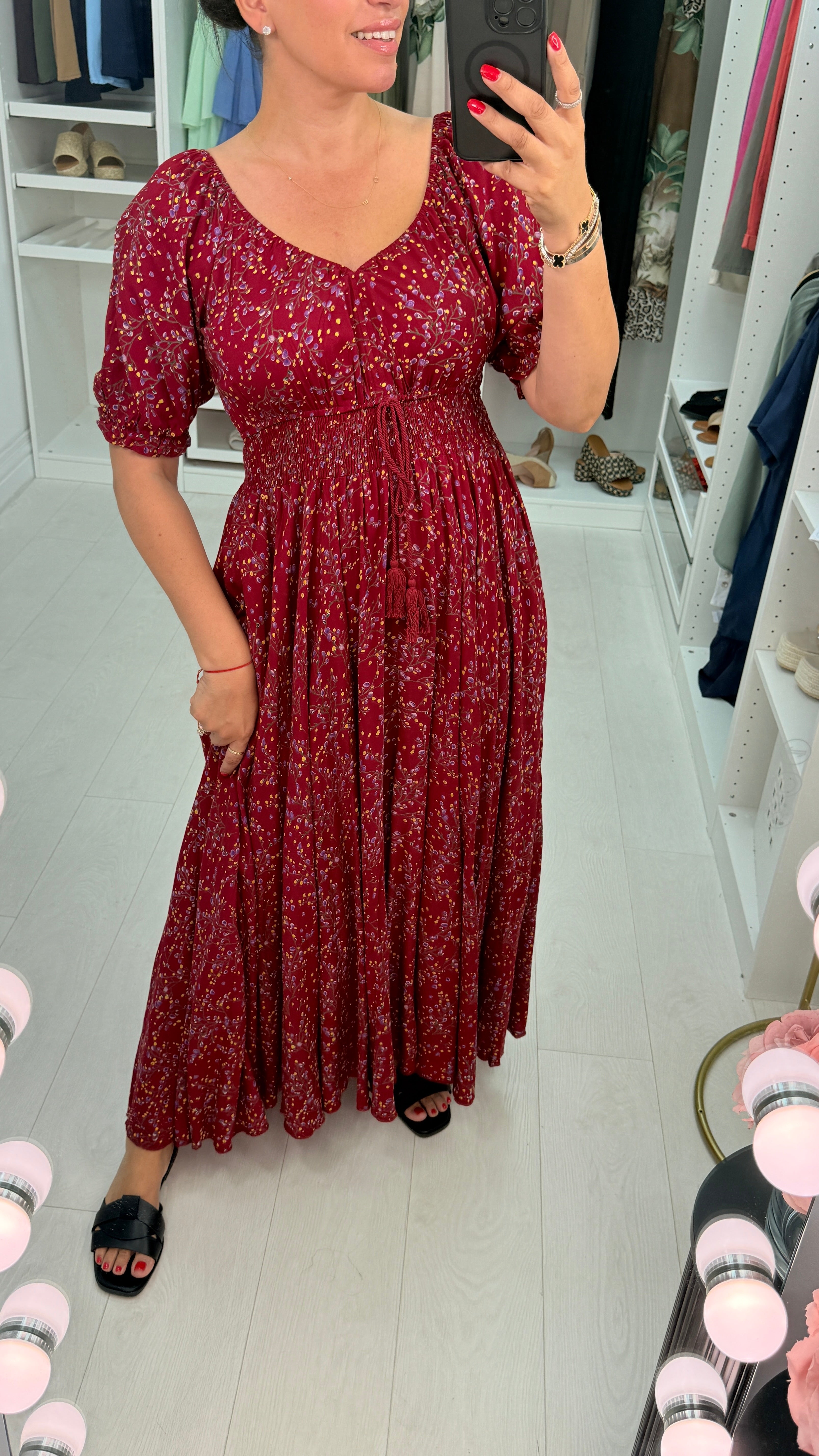 Judy Ditsy Print Elasticated Waist Maxi Dress