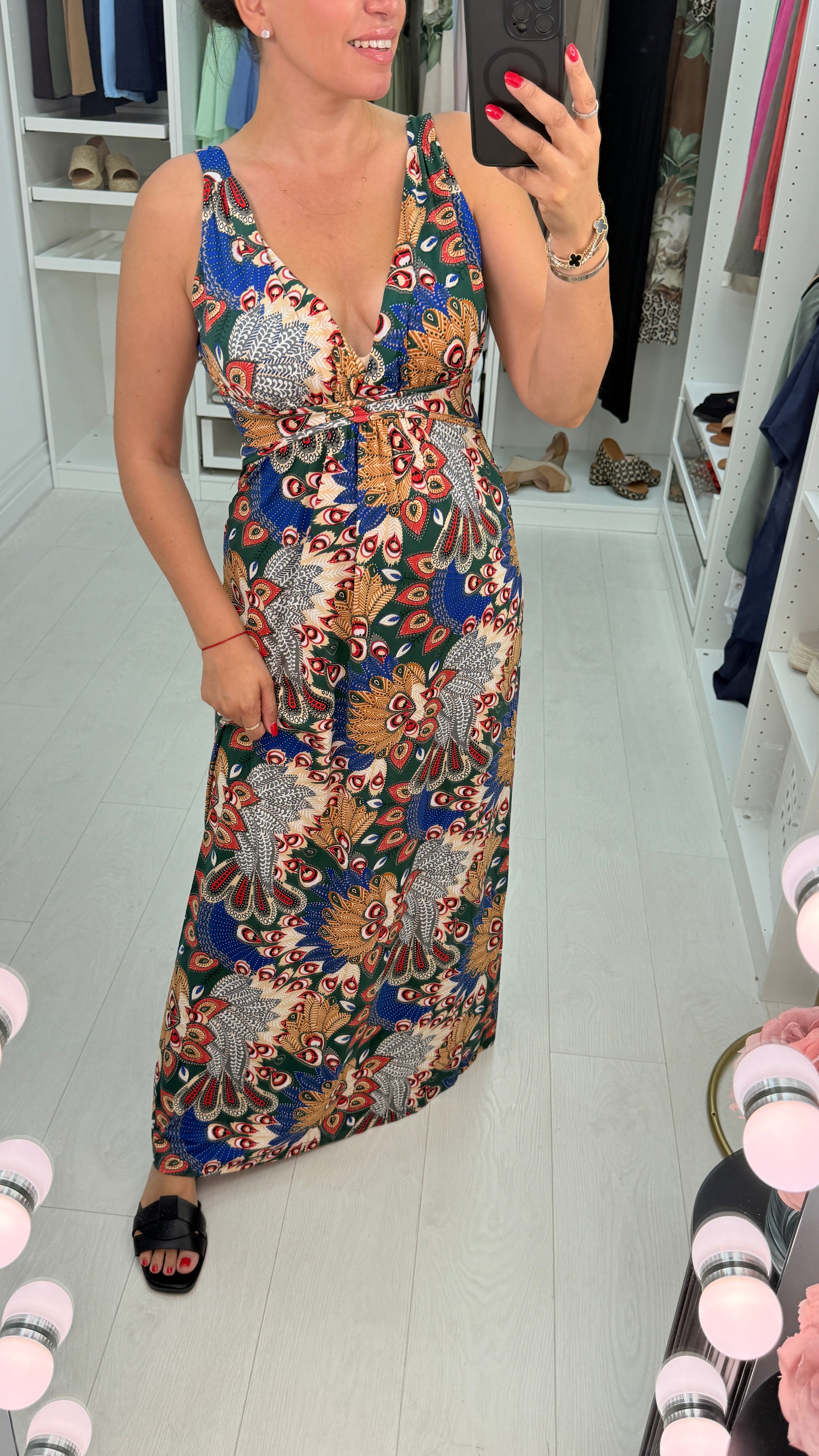 Yarelle Printed Super Stretch Slinky Maxi Dress