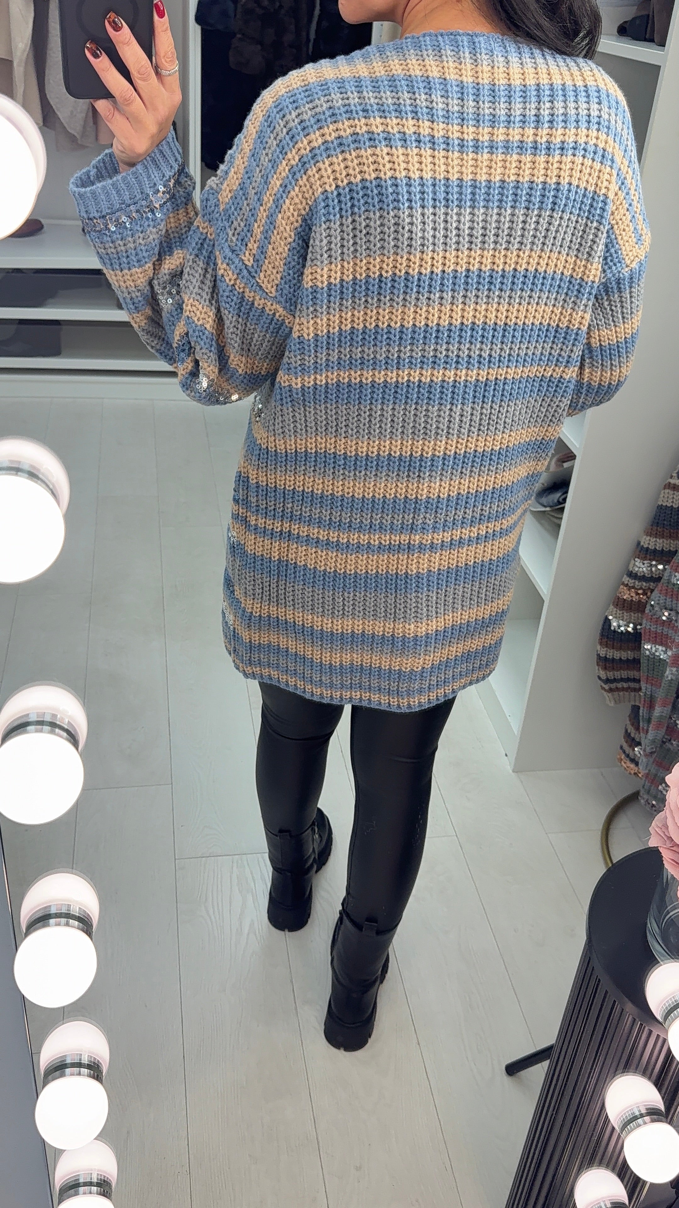 Sammi Sequin Detailed Chunky Knit Cardigan