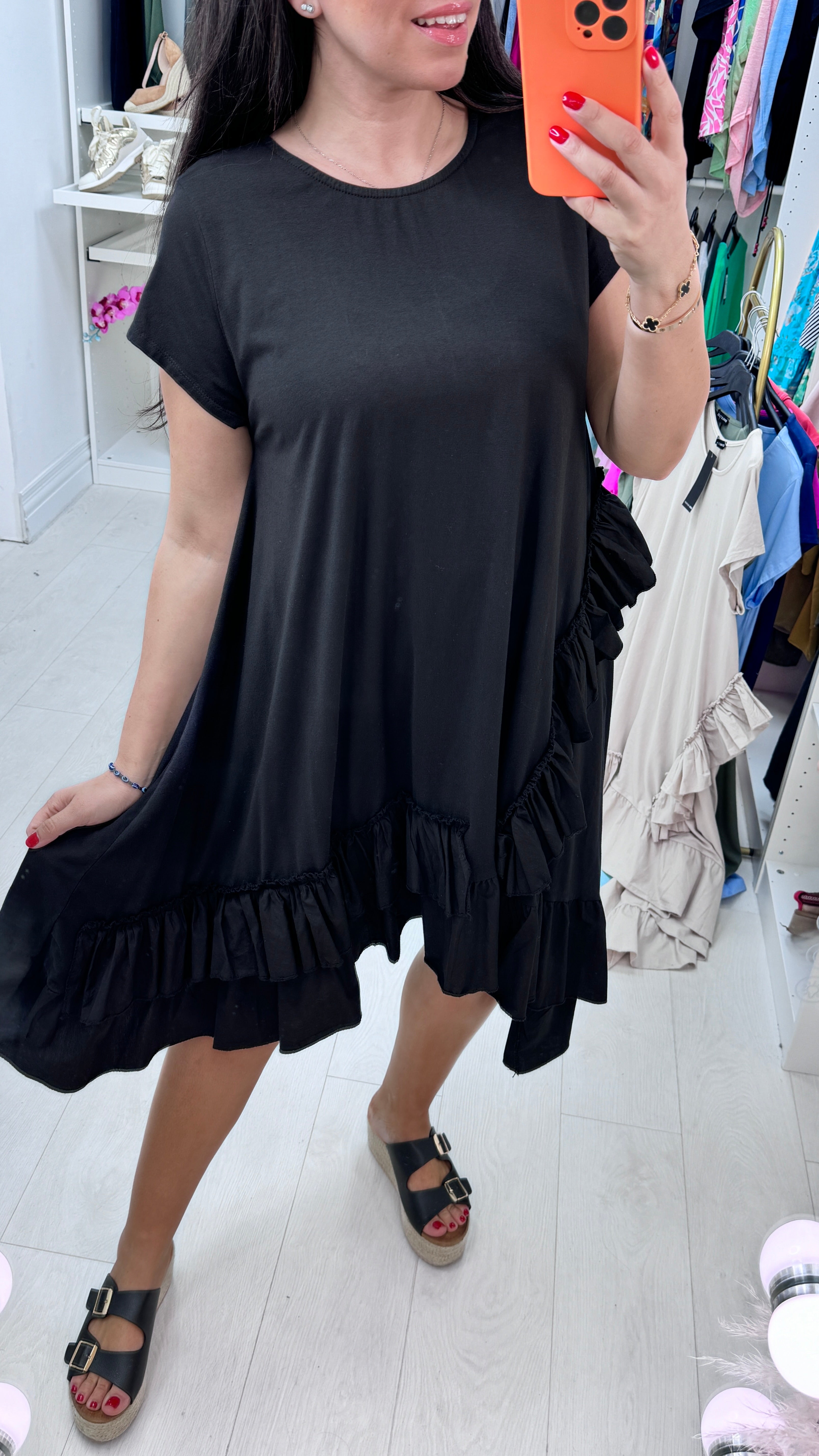 Emila Oversized Frill Ruffle Jersey Dress
