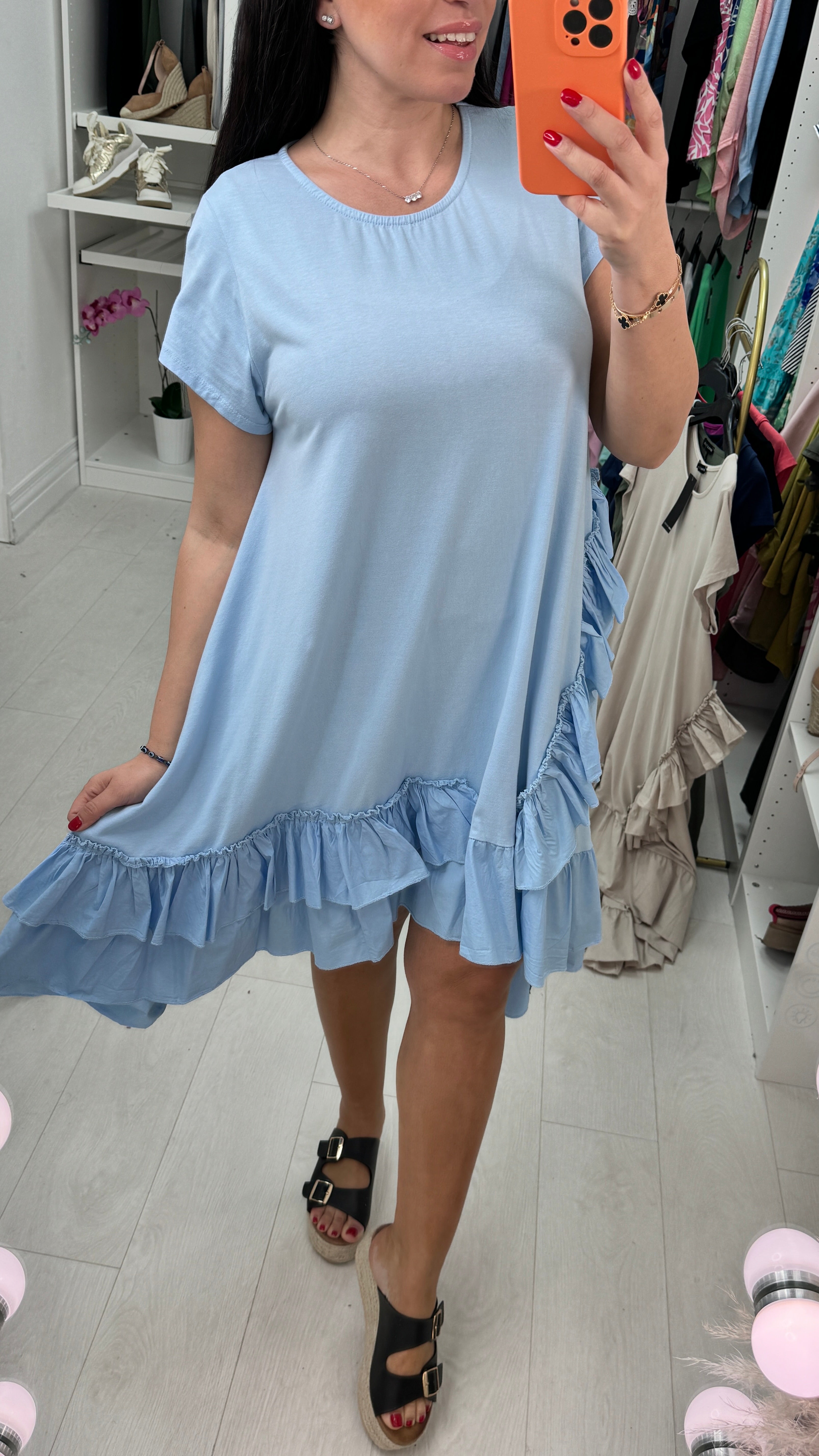 Emila Oversized Frill Ruffle Jersey Dress