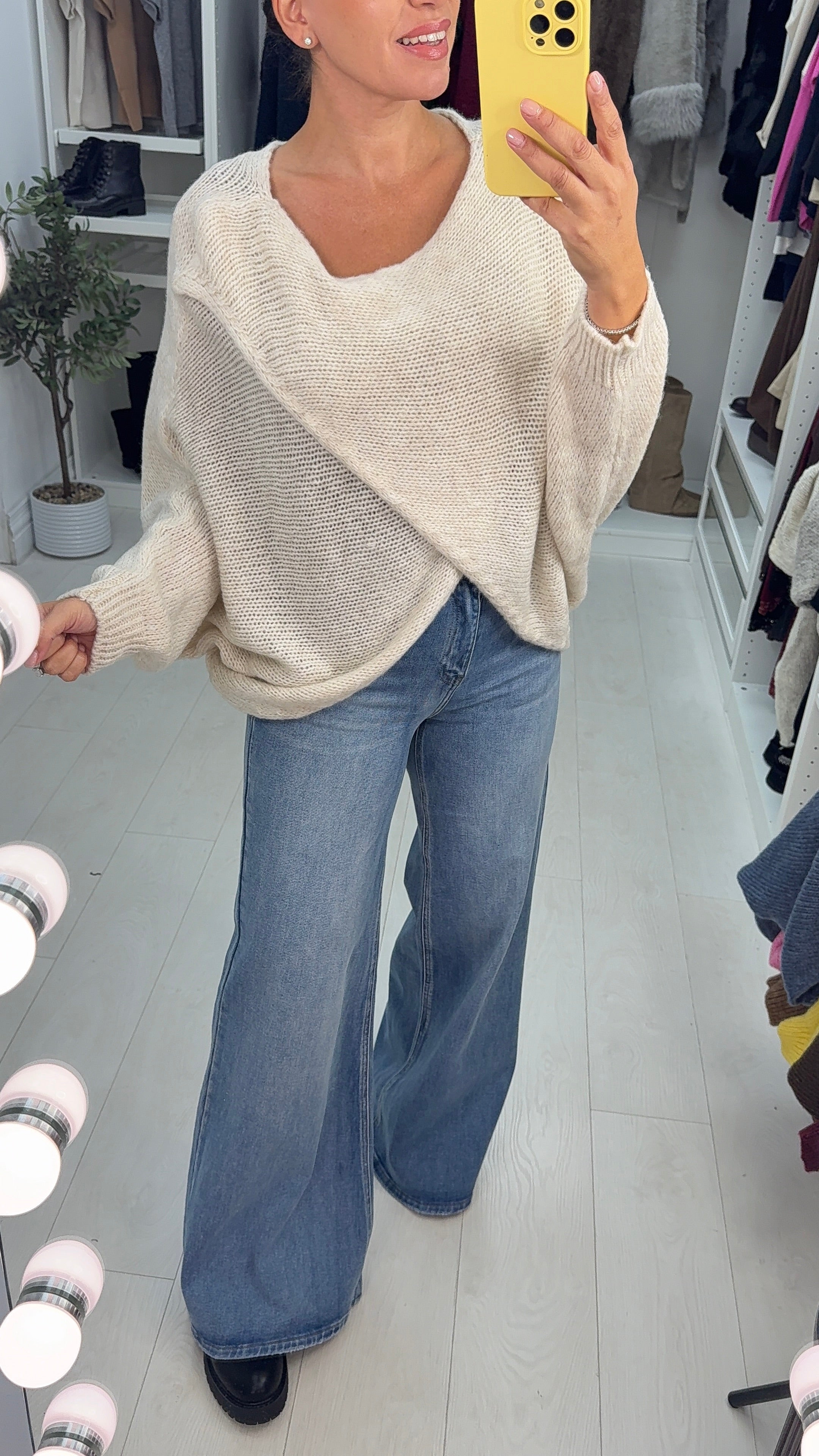 Ingrid Plain Wrap Front Chunky Knit Jumper